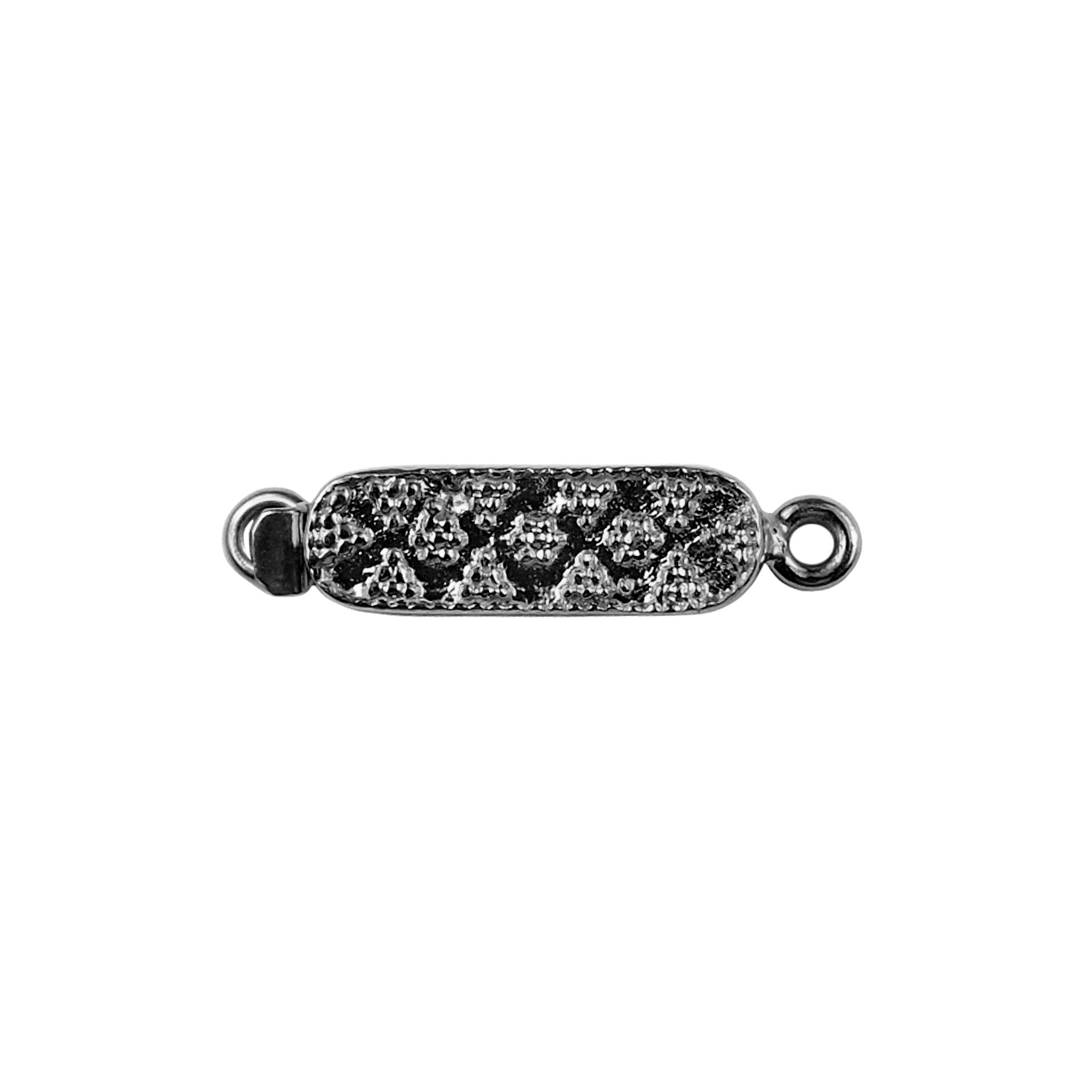 Black Rhodium Overlay Over Copper bar shape textured single hole multi strand clasp handcrafted in India for necklaces and bracelets