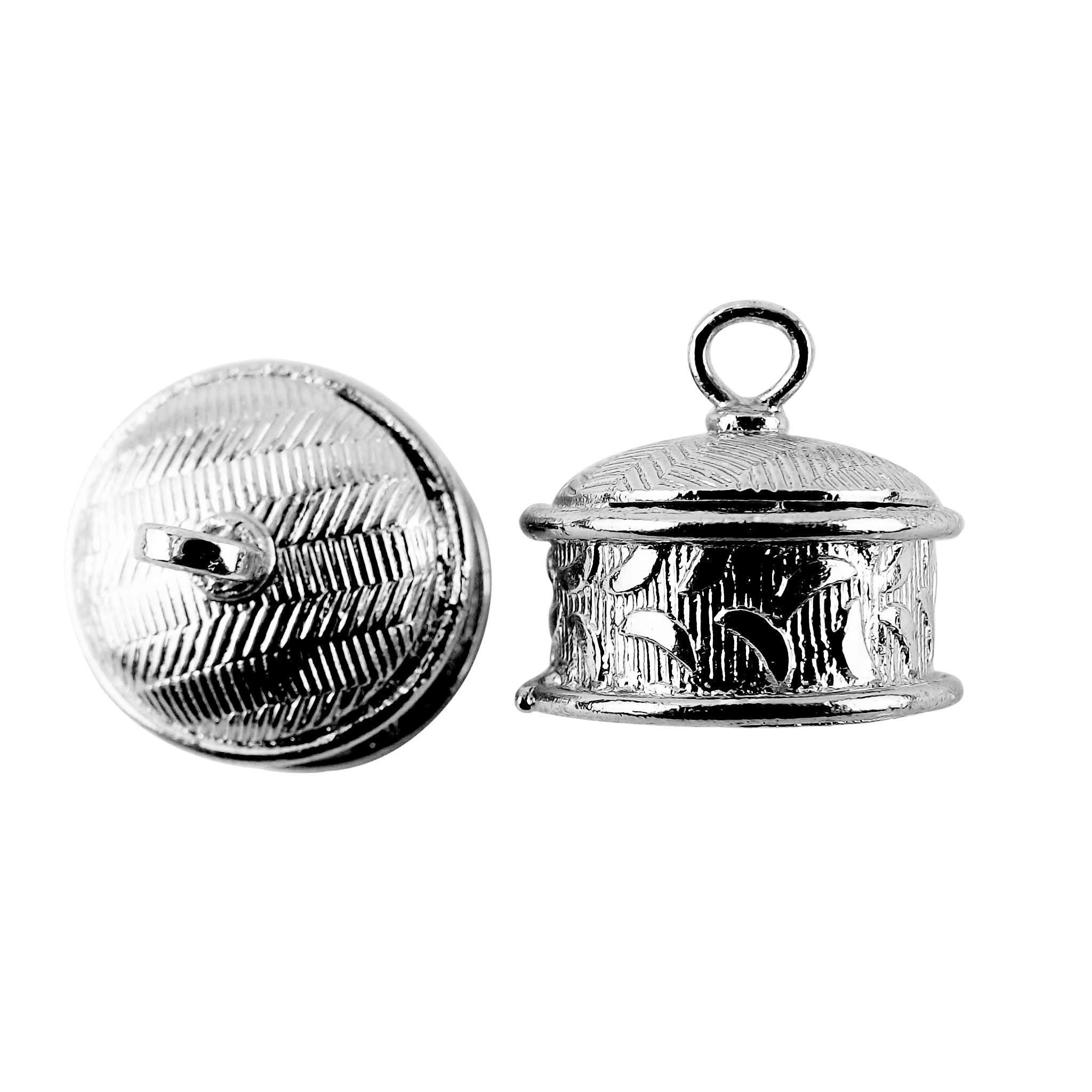 Black Rhodium Overlay Over Copper decorative domed end cap handcrafted in India for jewelry making