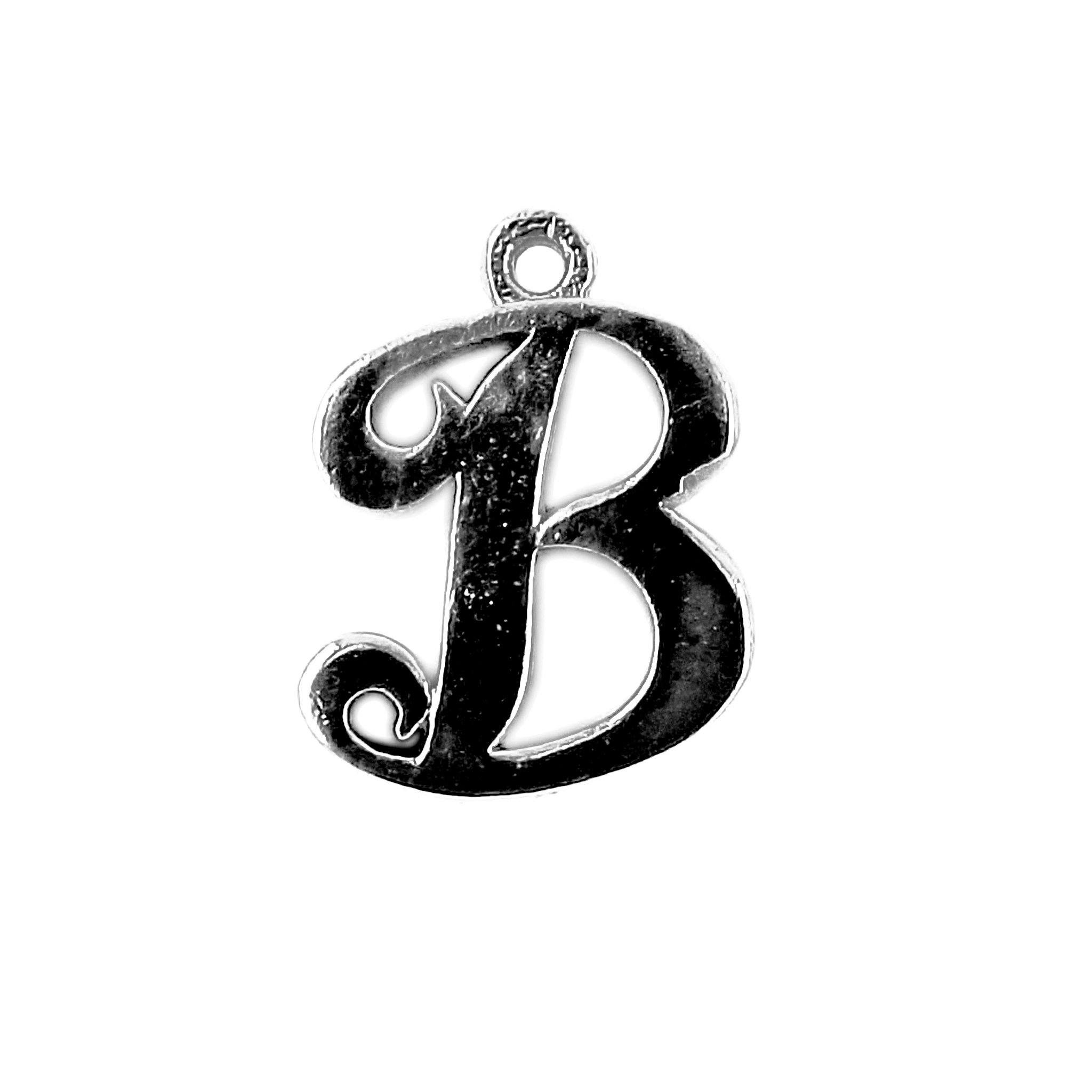 Black Rhodium Overlay Over Copper minimal alphabet B charm handcrafted in India for jewelry making