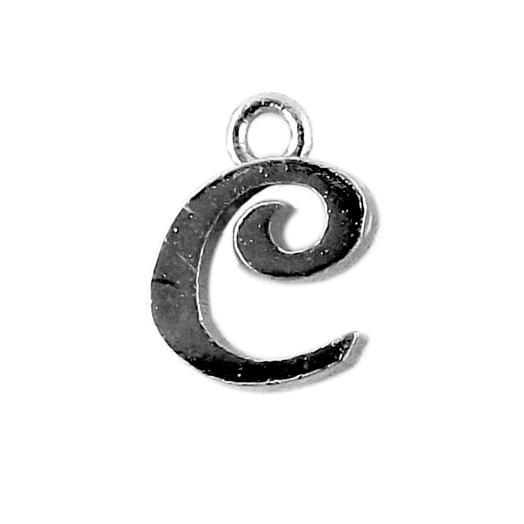 Black Rhodium Overlay Over Copper minimal alphabet C charm handcrafted in India for jewelry making