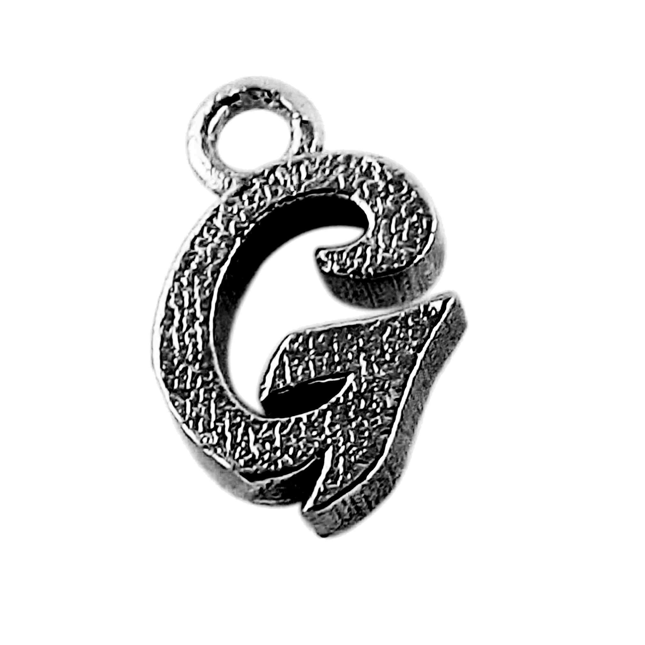 Black Rhodium Overlay Over Copper minimal alphabet G charm handcrafted in India for jewelry making