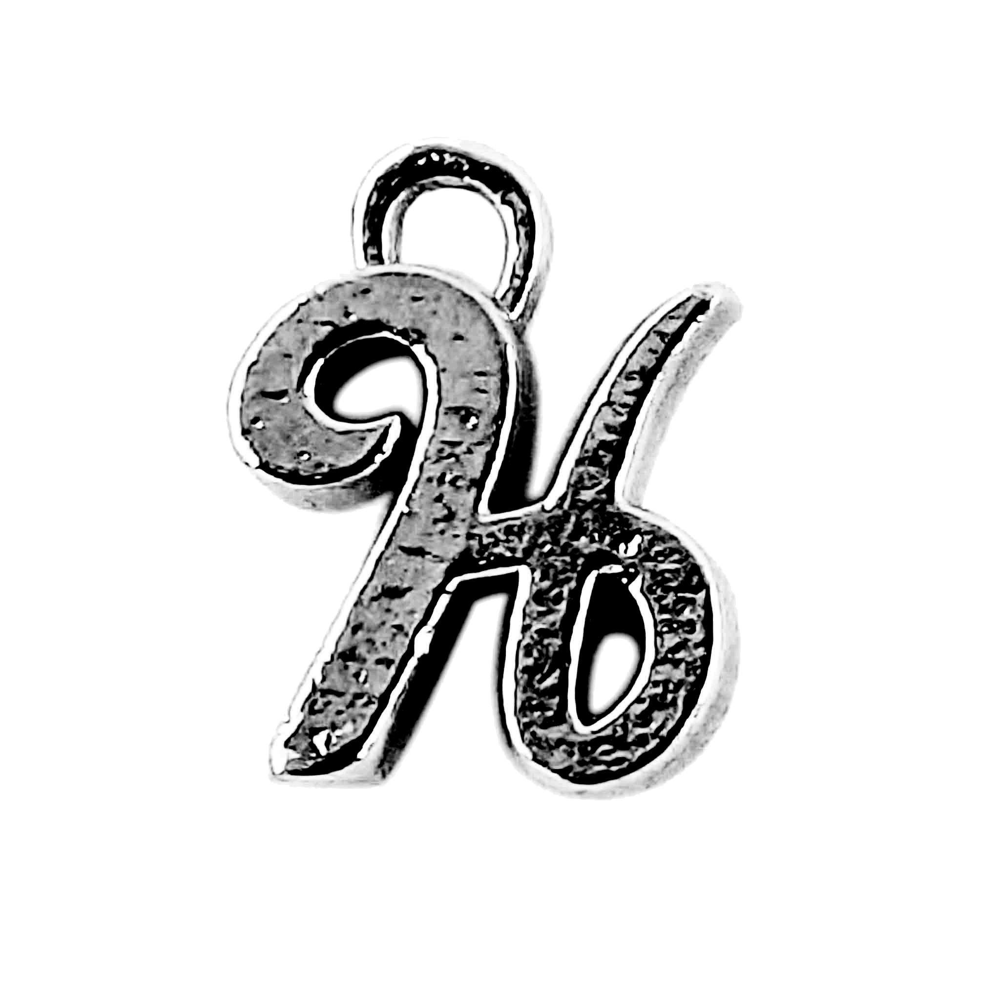 Black Rhodium Overlay Over Copper minimal alphabet H charm handcrafted in India for jewelry making
