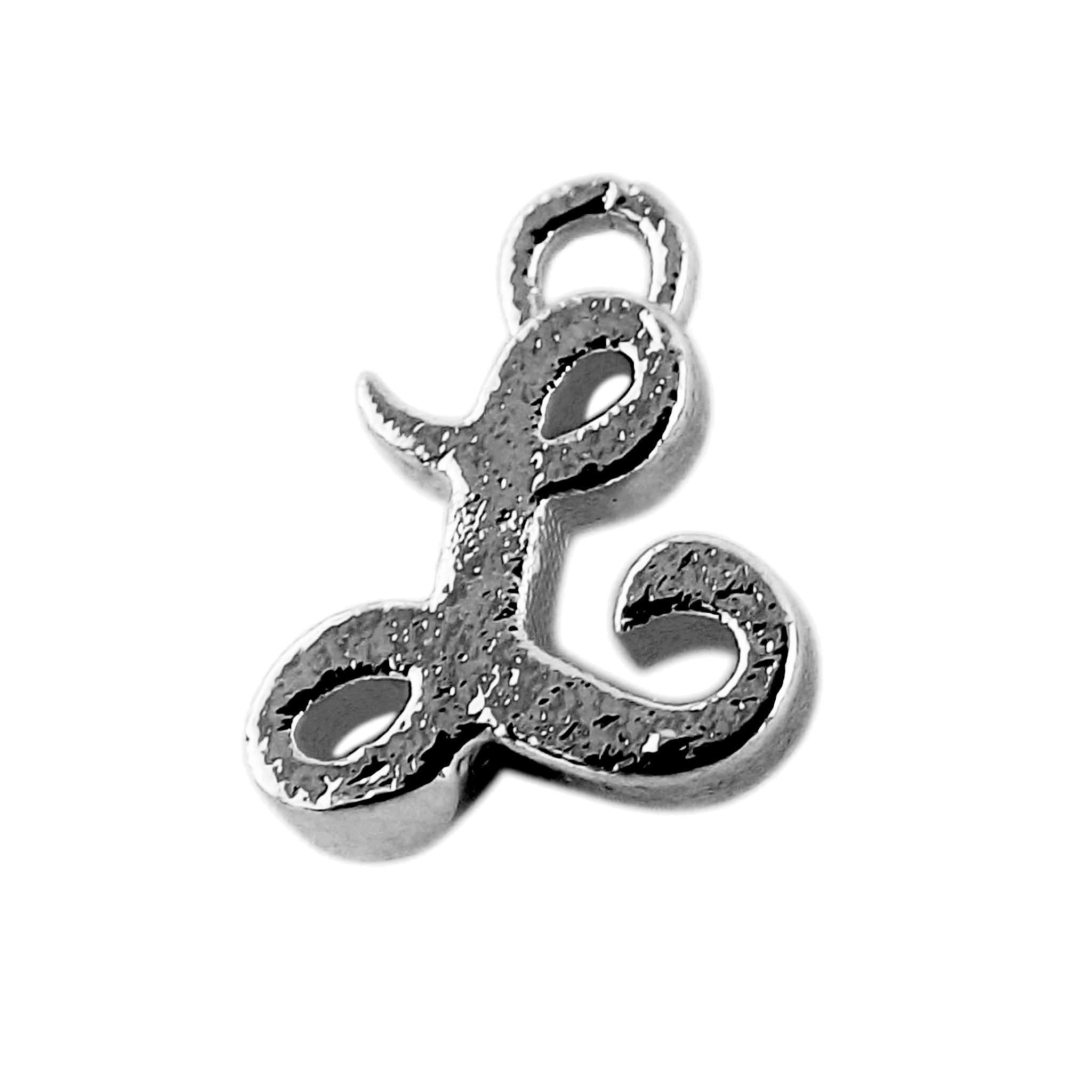 Alphabet L initial pendant crafted with Black Rhodium Overlay Over Copper, handcrafted in India with dark textured finish