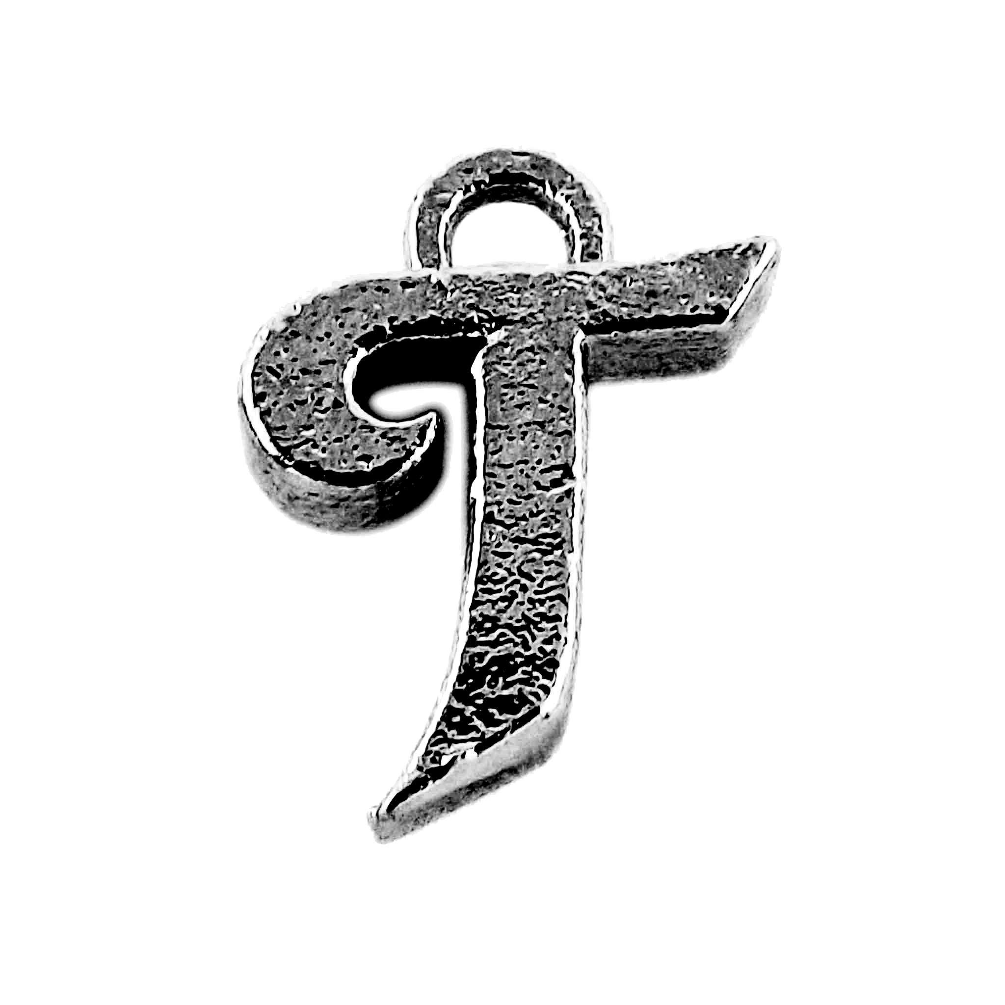 Alphabet T initial pendant crafted with Black Rhodium Overlay Over Copper, handcrafted in India with dark textured finish