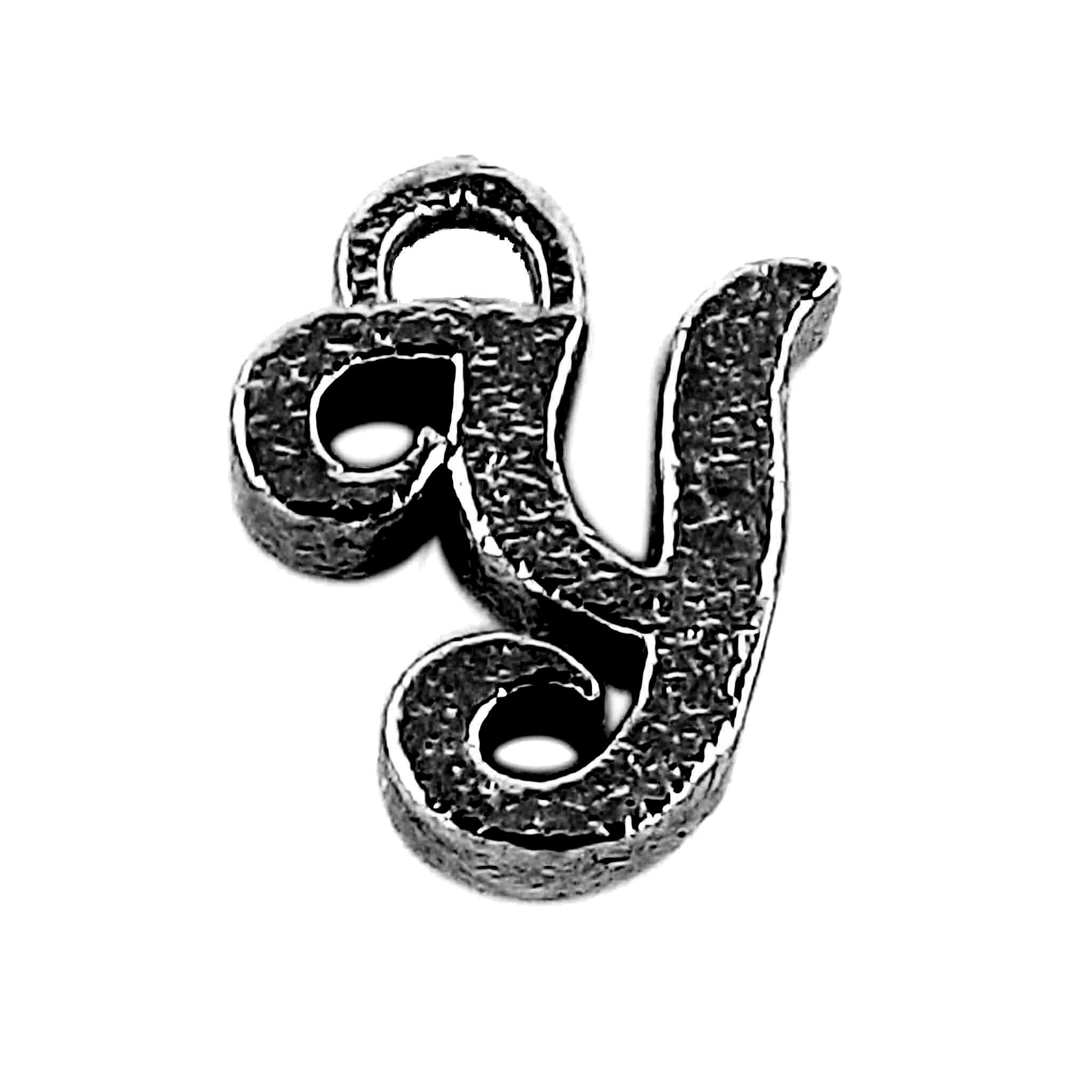 Alphabet Y initial pendant crafted with Black Rhodium Overlay Over Copper, handcrafted in India with dark textured finish
