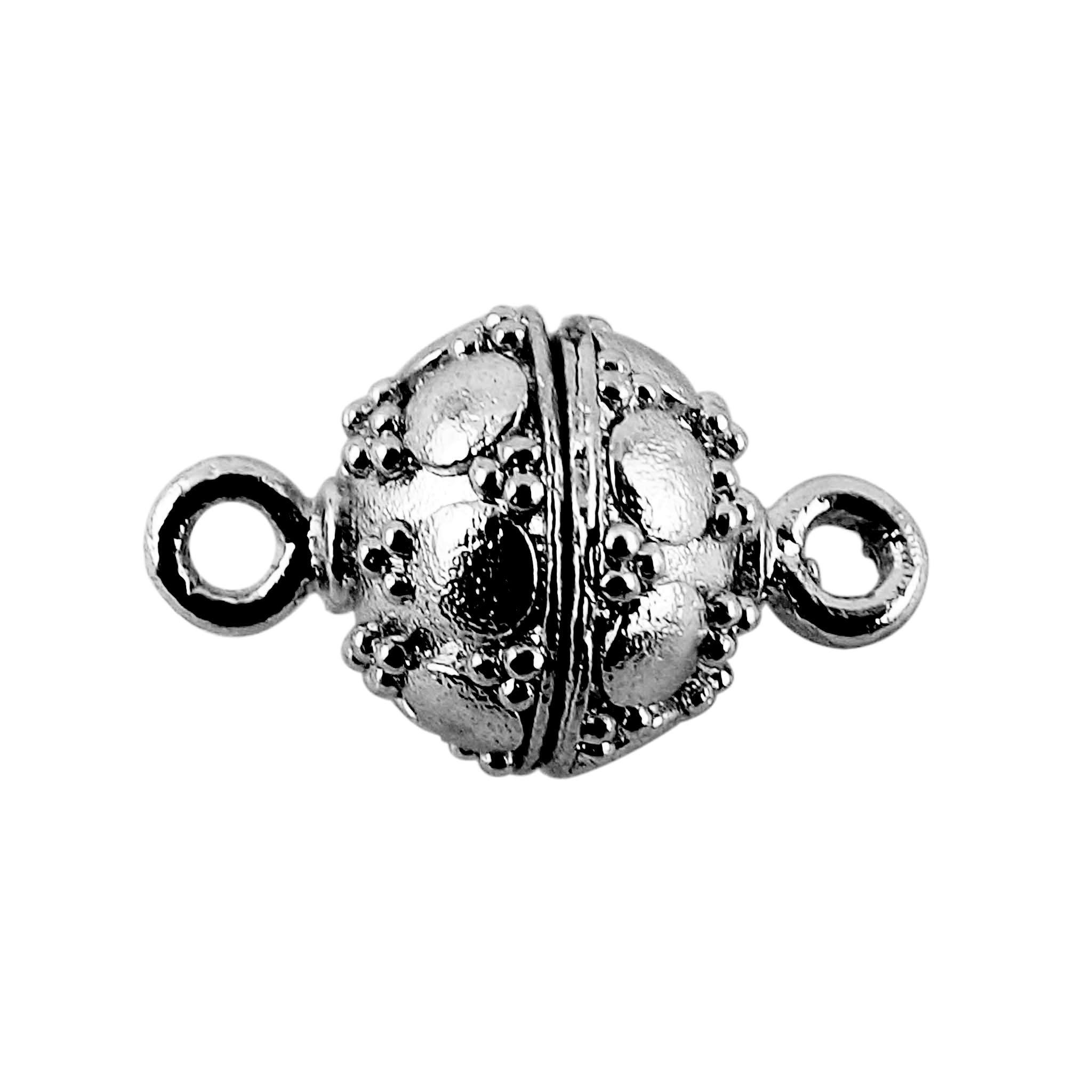 Ball shape magnetic clasp crafted with Black Rhodium Overlay Over Copper, handcrafted in India with dark textured finish