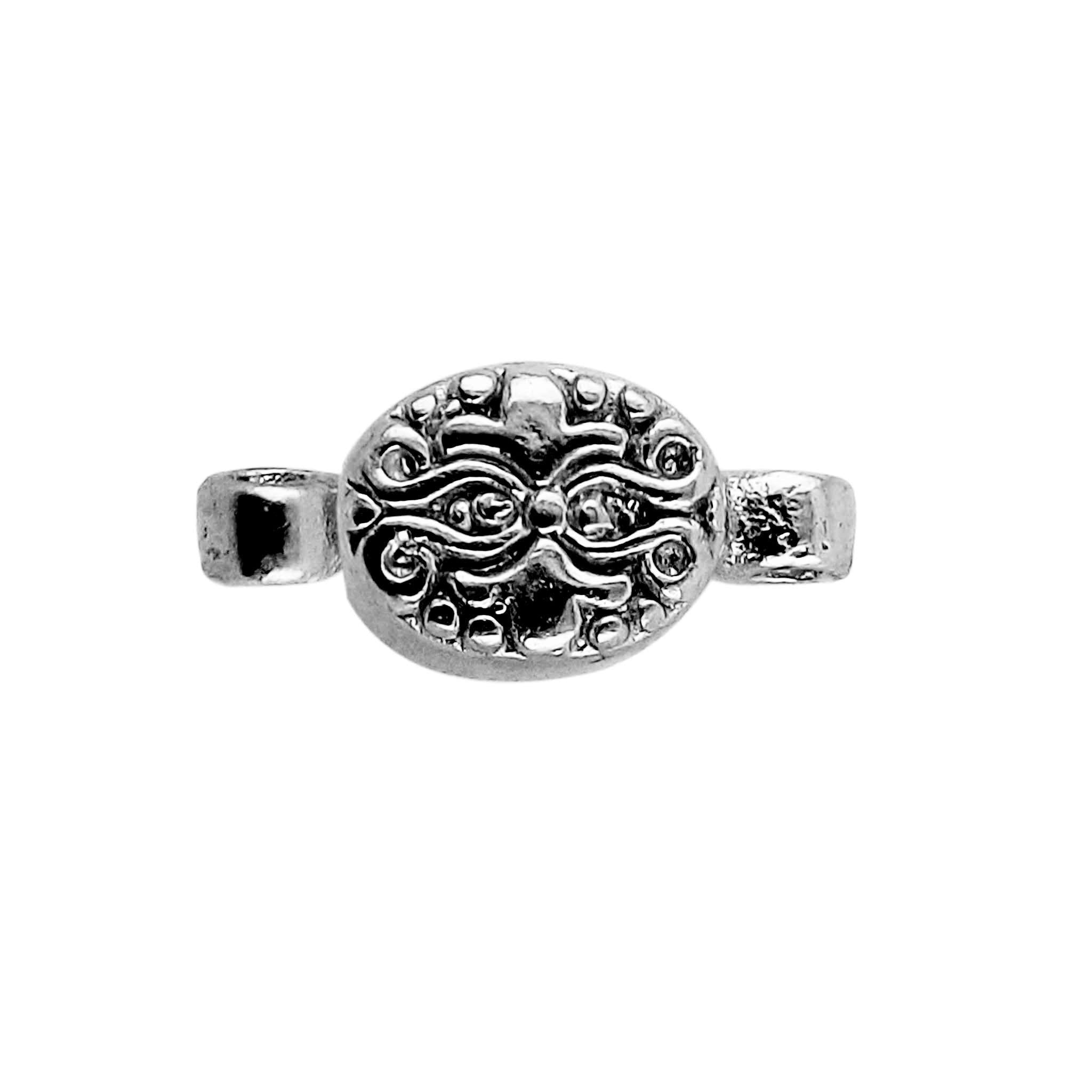Oval shape magnetic jewelry clasp crafted with Black Rhodium Overlay Over Copper from India featuring artisan detailing.
