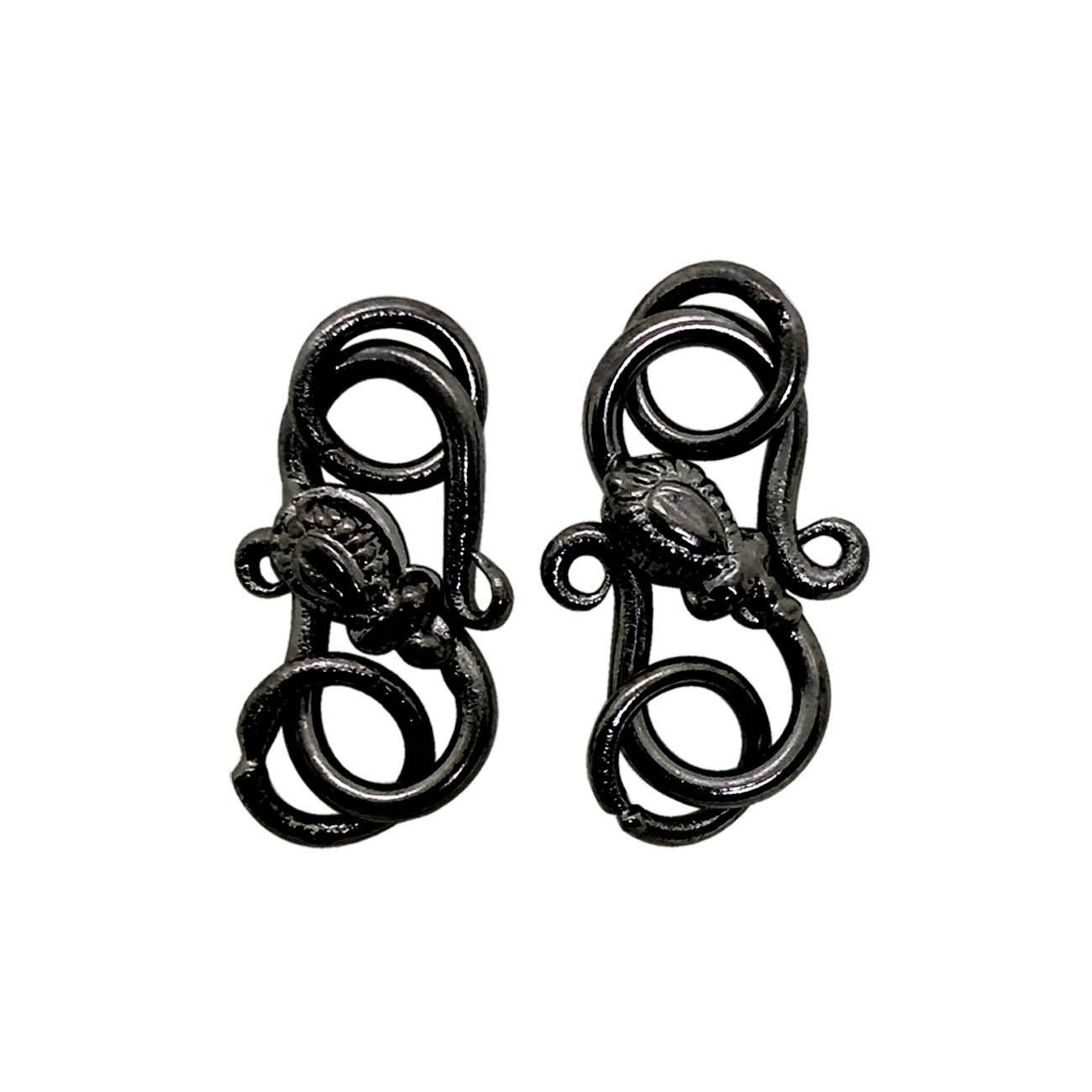 Designer S hook crafted with Black Rhodium Overlay Over Copper from India for handmade jewelry connectors.