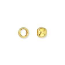 Round crimp bead made from 18K Gold Overlay Over Copper with smooth polished surface, ideal for handmade jewelry designs requiring clean and secure closures