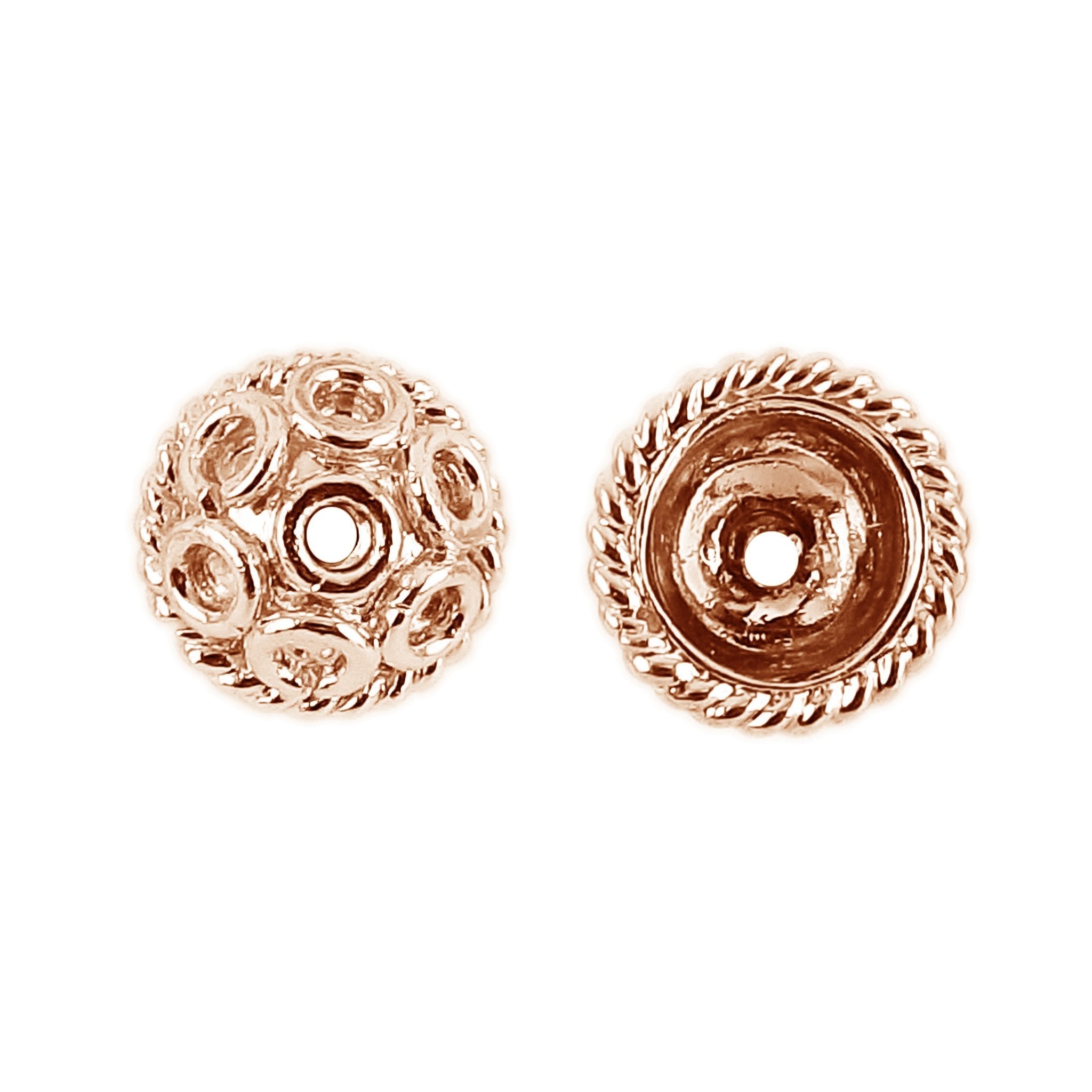 Decorative bead cap made from Rose Gold Overlay Over Copper with smooth polished finish, ideal for handmade jewelry designs requiring elegant and secure bead finishing