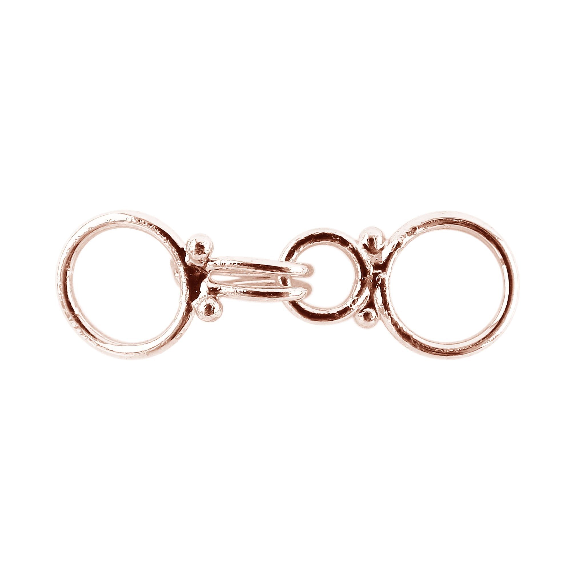 Rose Gold Overlay Over Copper clasp hook with round link shape, polished surface, elongated proportions, and secure hook closure for handmade jewelry and DIY crafts