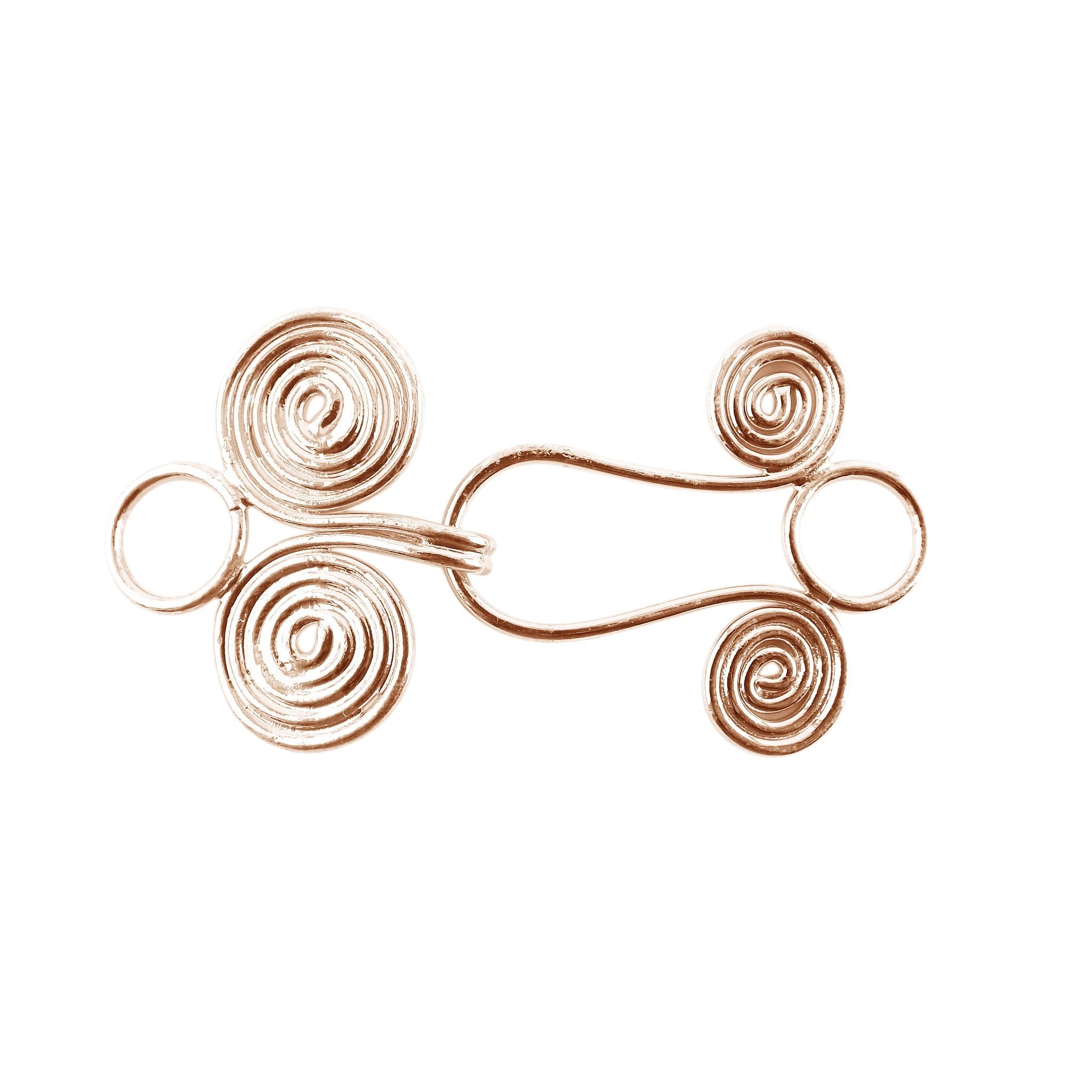 Rose gold overlay over copper decorative spiral hook jewelry finding designed for retail customers, perfect for statement jewelry, handmade designs, and DIY accessory projects