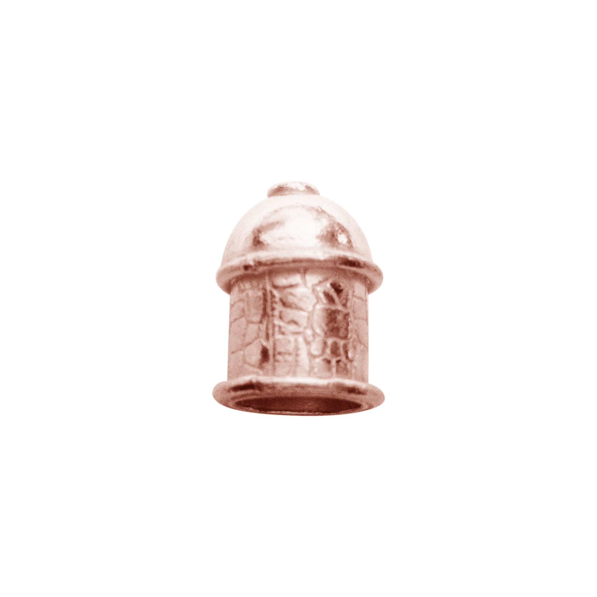 Rose gold overlay over copper decorative end cap jewelry finding designed for retail customers, perfect for handmade jewelry, elegant designs, and DIY projects
