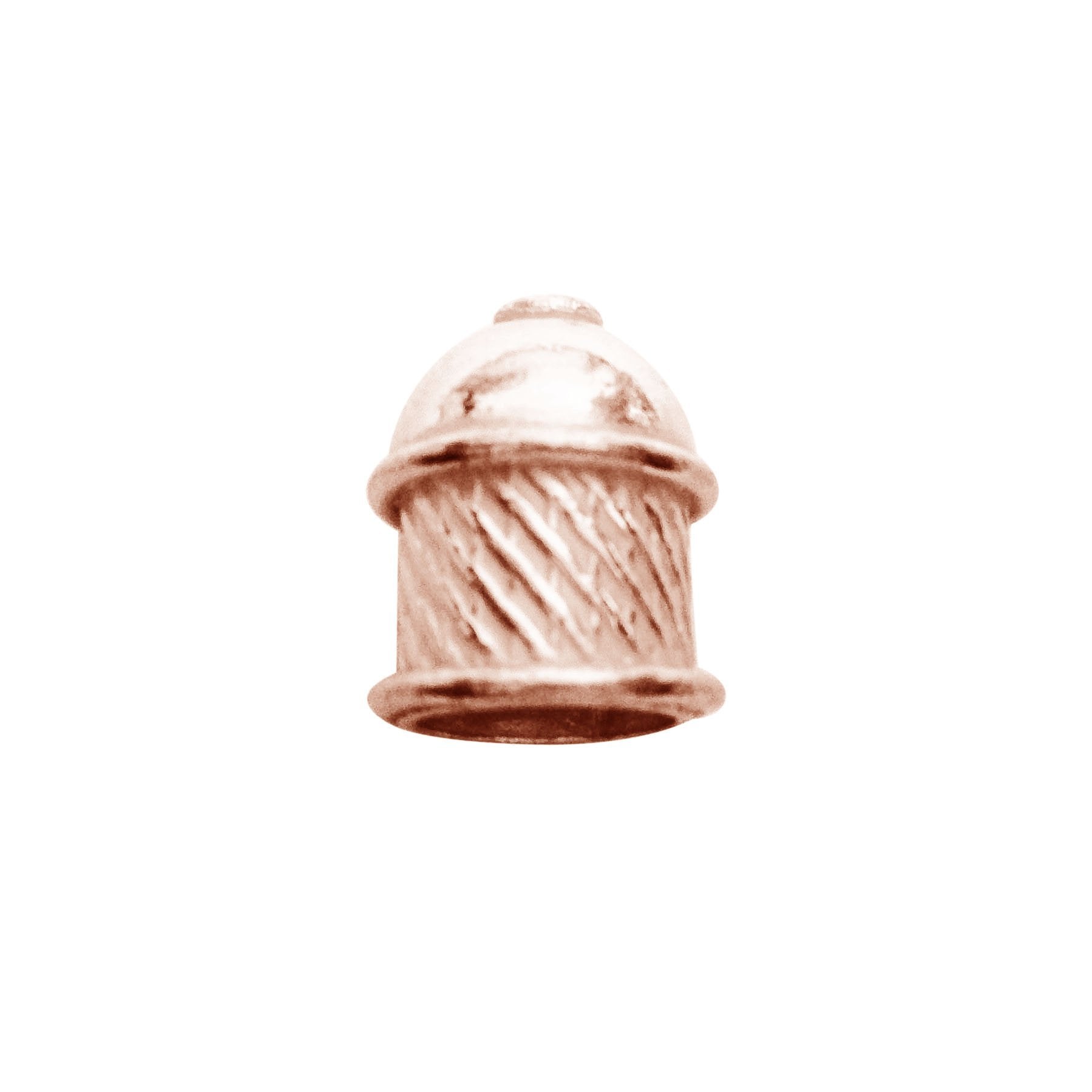 Rose gold overlay over copper decorative end cap jewelry finding designed for retail customers, perfect for handmade jewelry, elegant designs, and DIY projects
