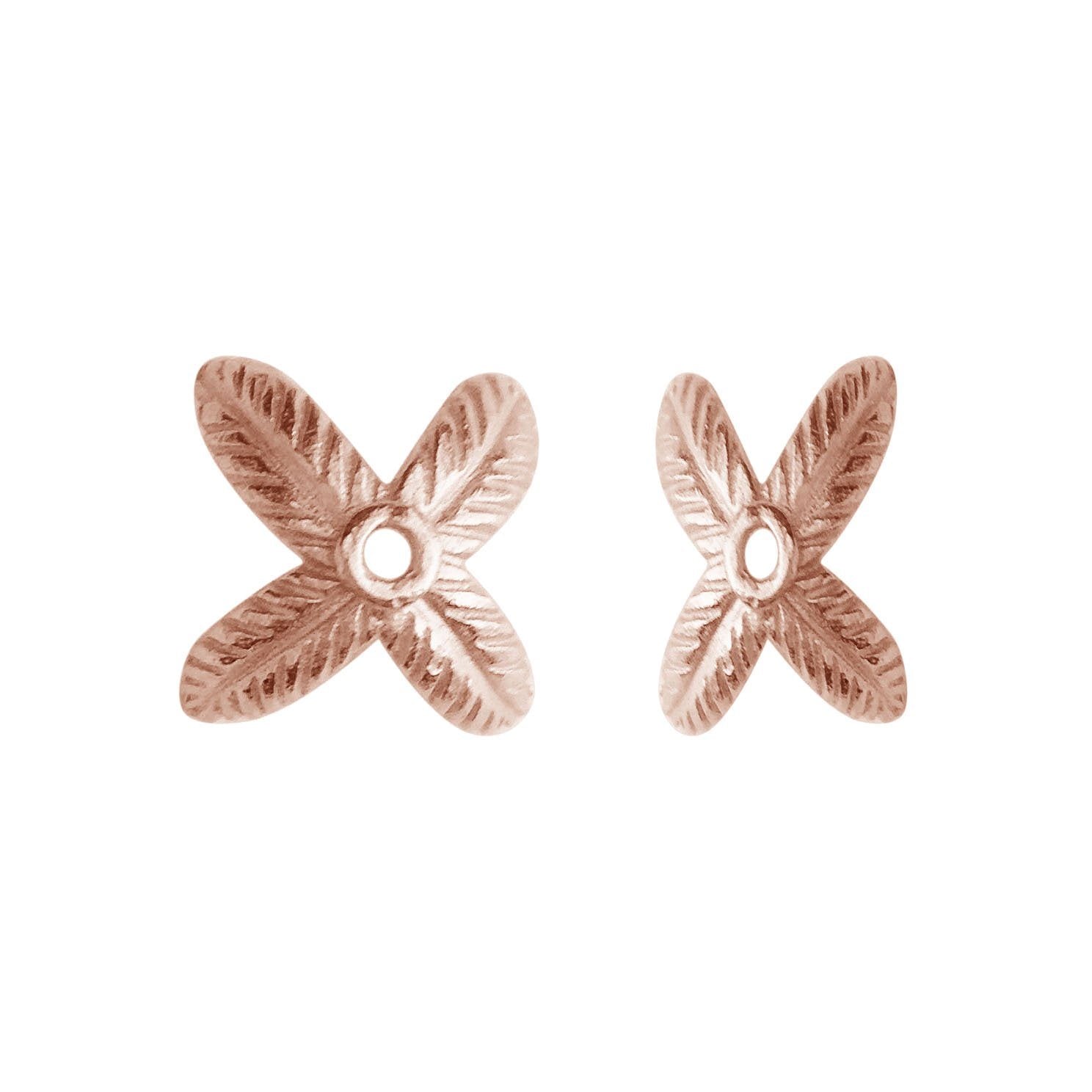 Rose Gold Overlay Over Copper floral bead cap handcrafted in India with polished finish and artisan design