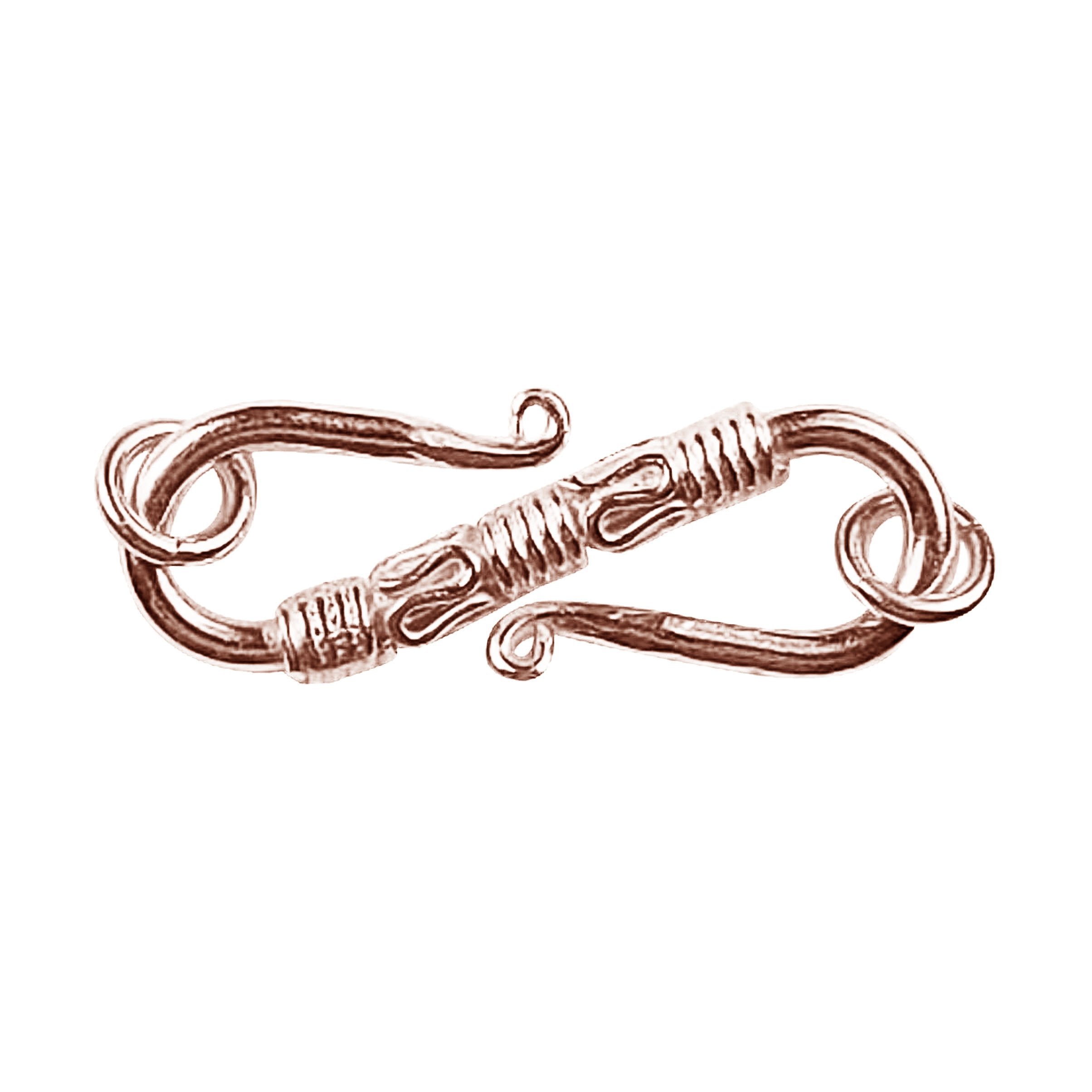 Rose Gold Overlay Over Copper S hook handcrafted in India with polished finish and artisan wire detailing