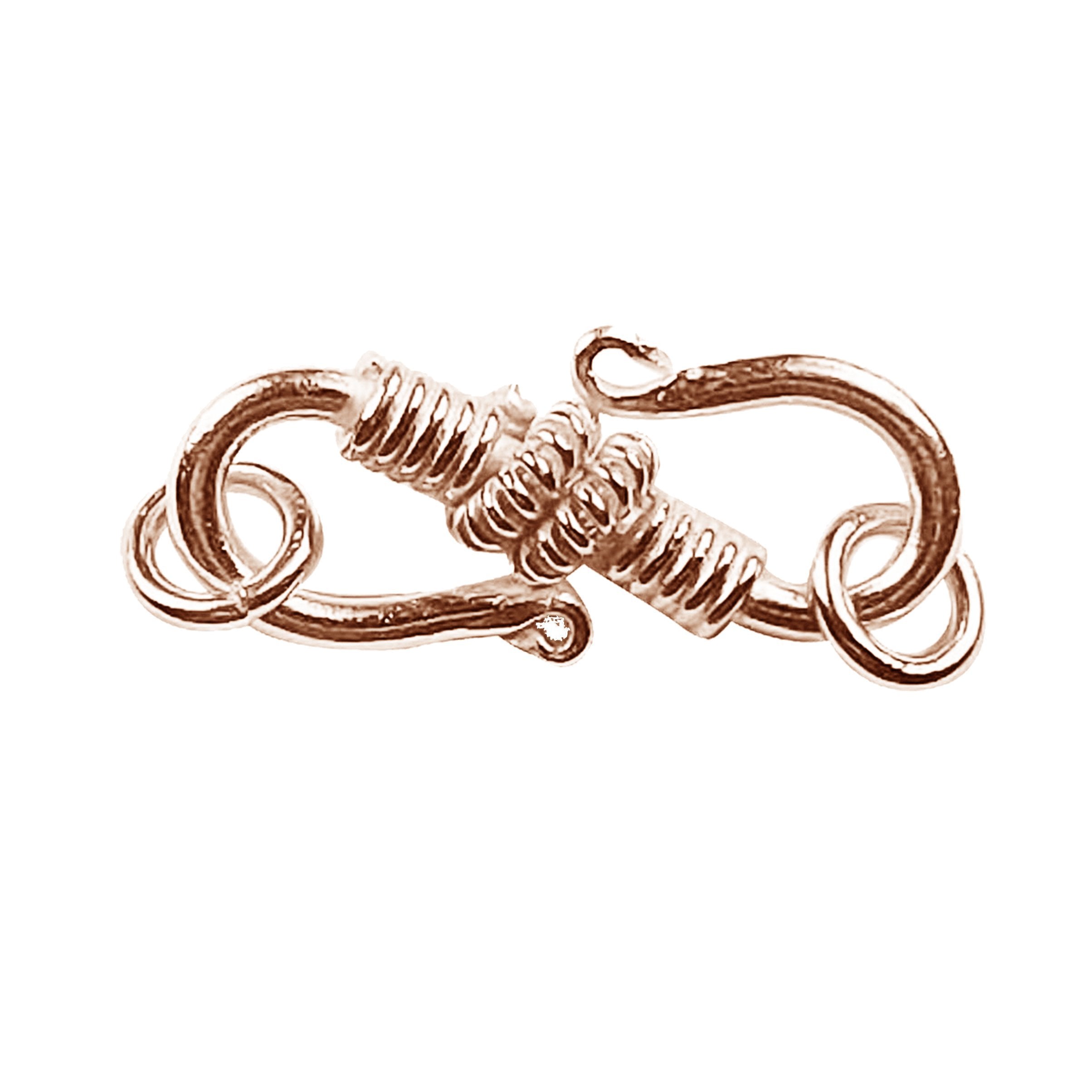 Rose Gold Overlay Over Copper S hook handcrafted in India with polished finish and artisan wire detailing