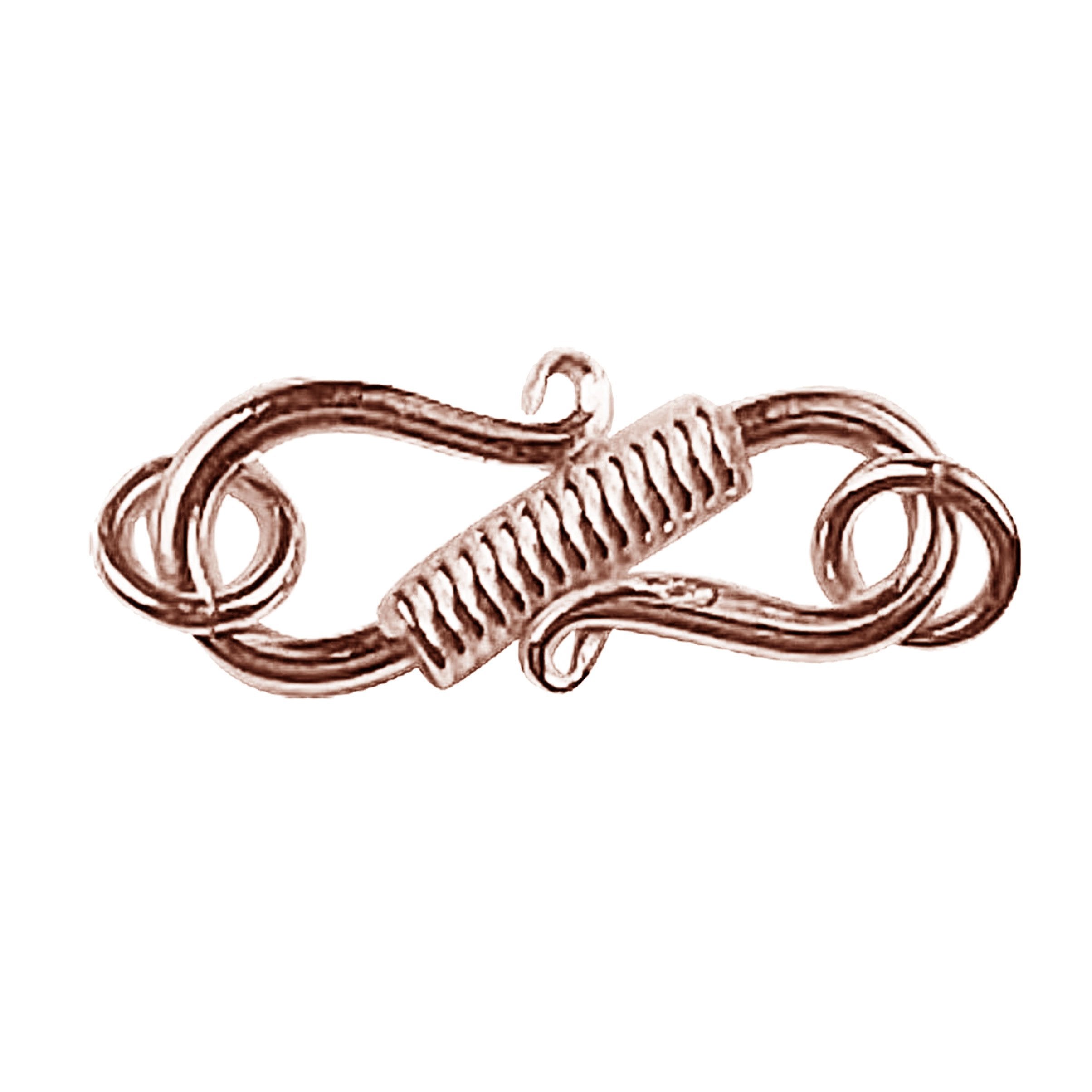 Rose Gold Overlay Over Copper S hook handcrafted in India with polished finish and artisan wire detailing
