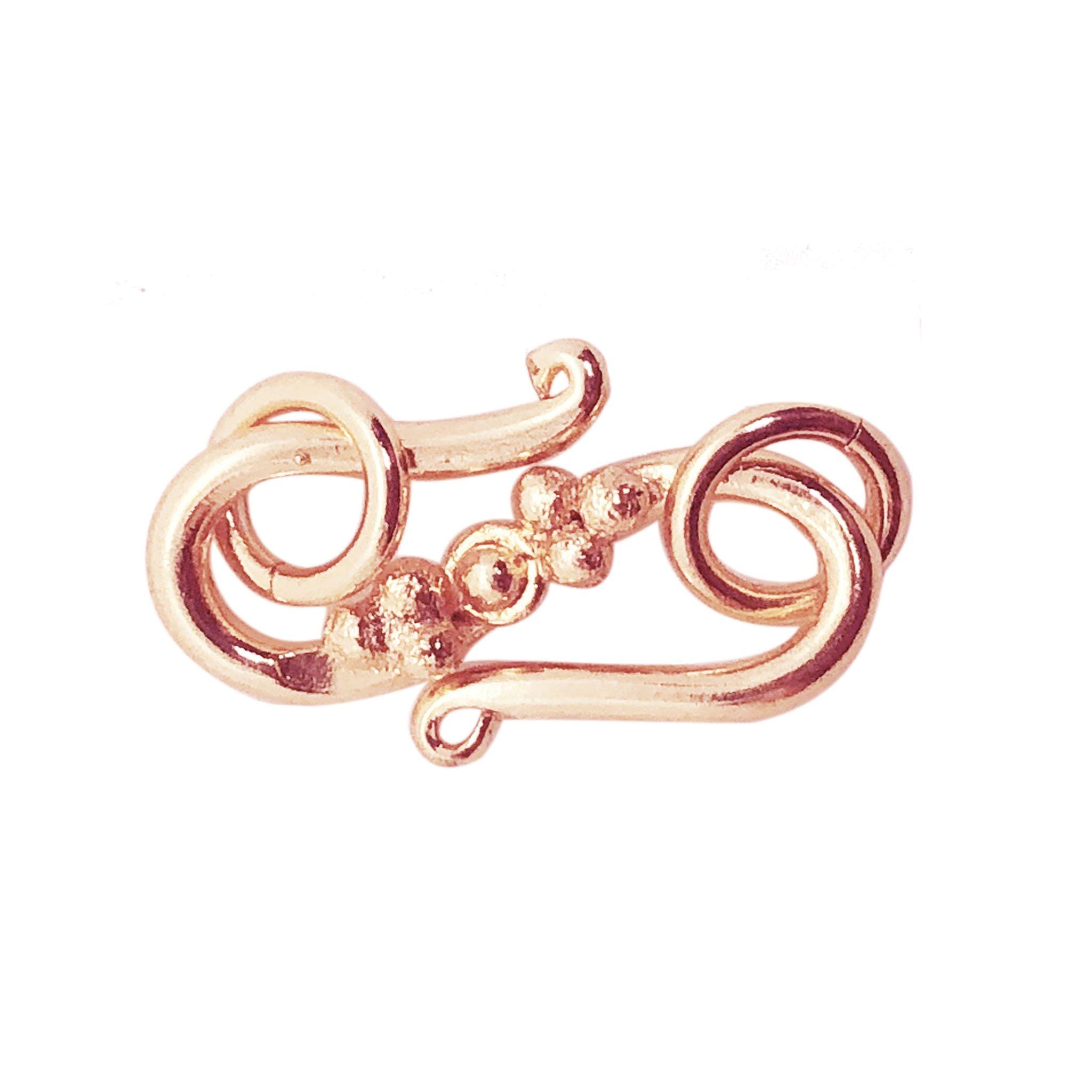 Rose Gold Overlay Over Copper S hook handcrafted in India with polished finish and decorative bead wire design