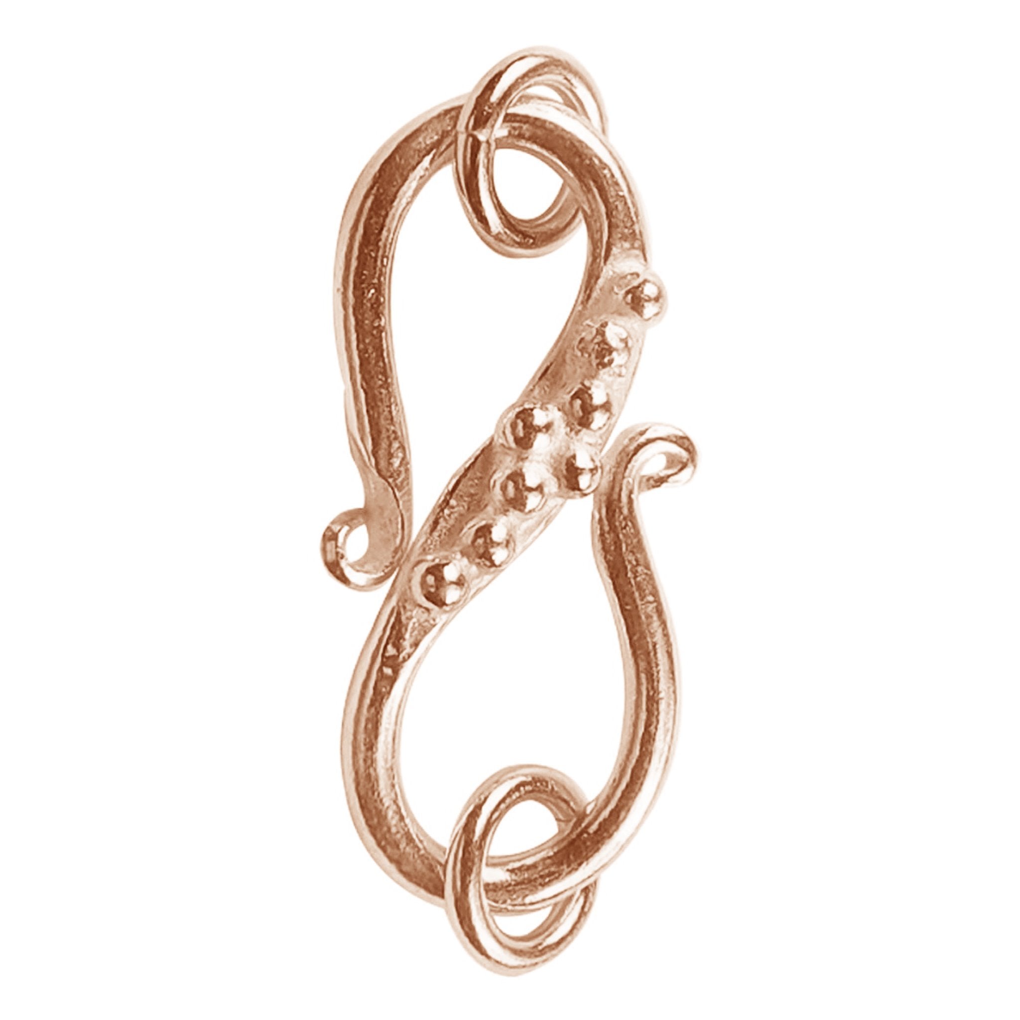 Rose Gold Overlay Over Copper S hook handcrafted in India with polished finish and decorative bead wire design