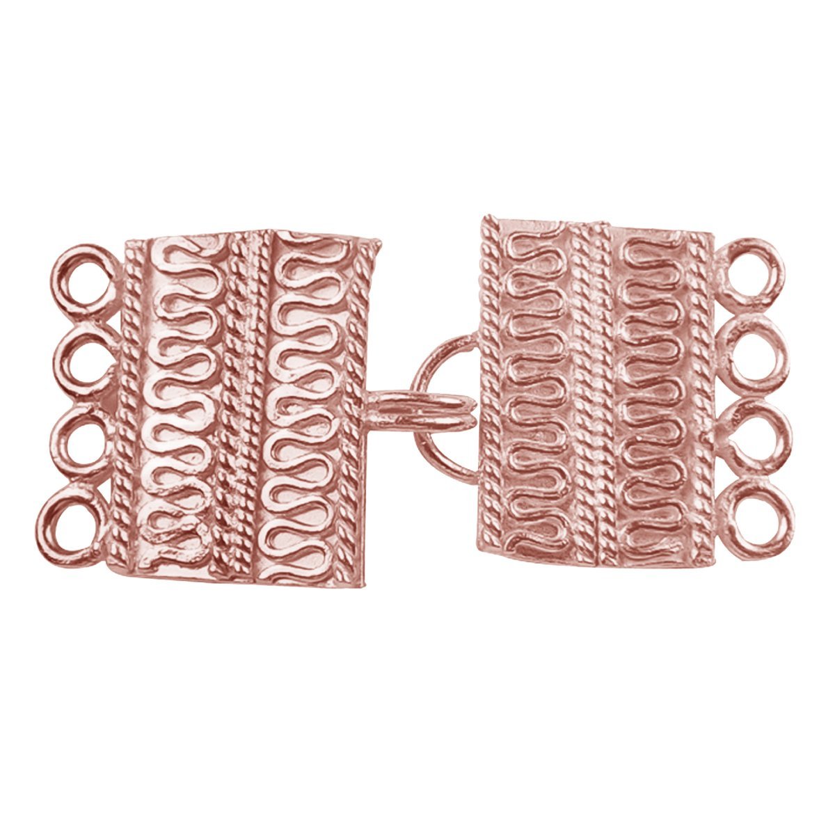 Rose Gold Overlay Over Copper multi strand clasp handcrafted in India with polished finish and Bali-style textured detailing