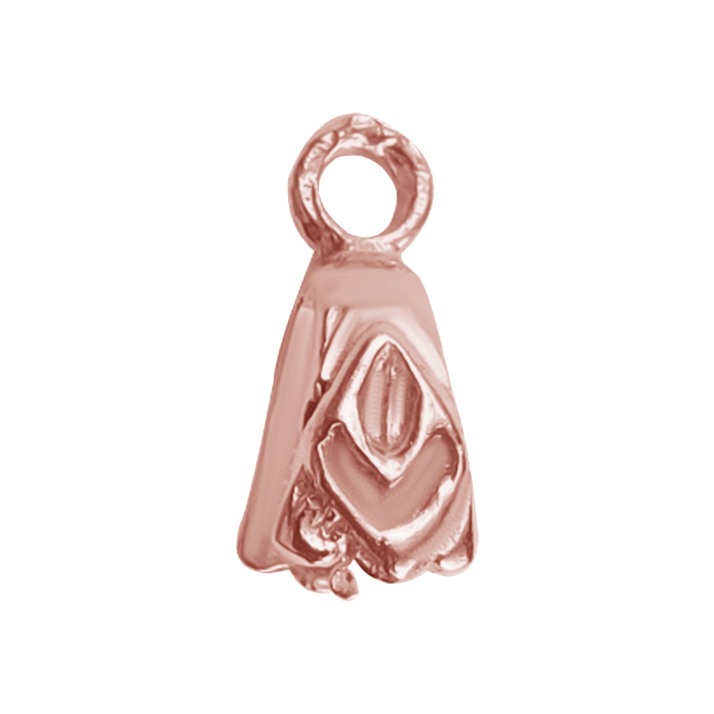 Rose Gold Overlay Over Copper pendant bail handcrafted in India with polished finish and sculpted artisan detailing