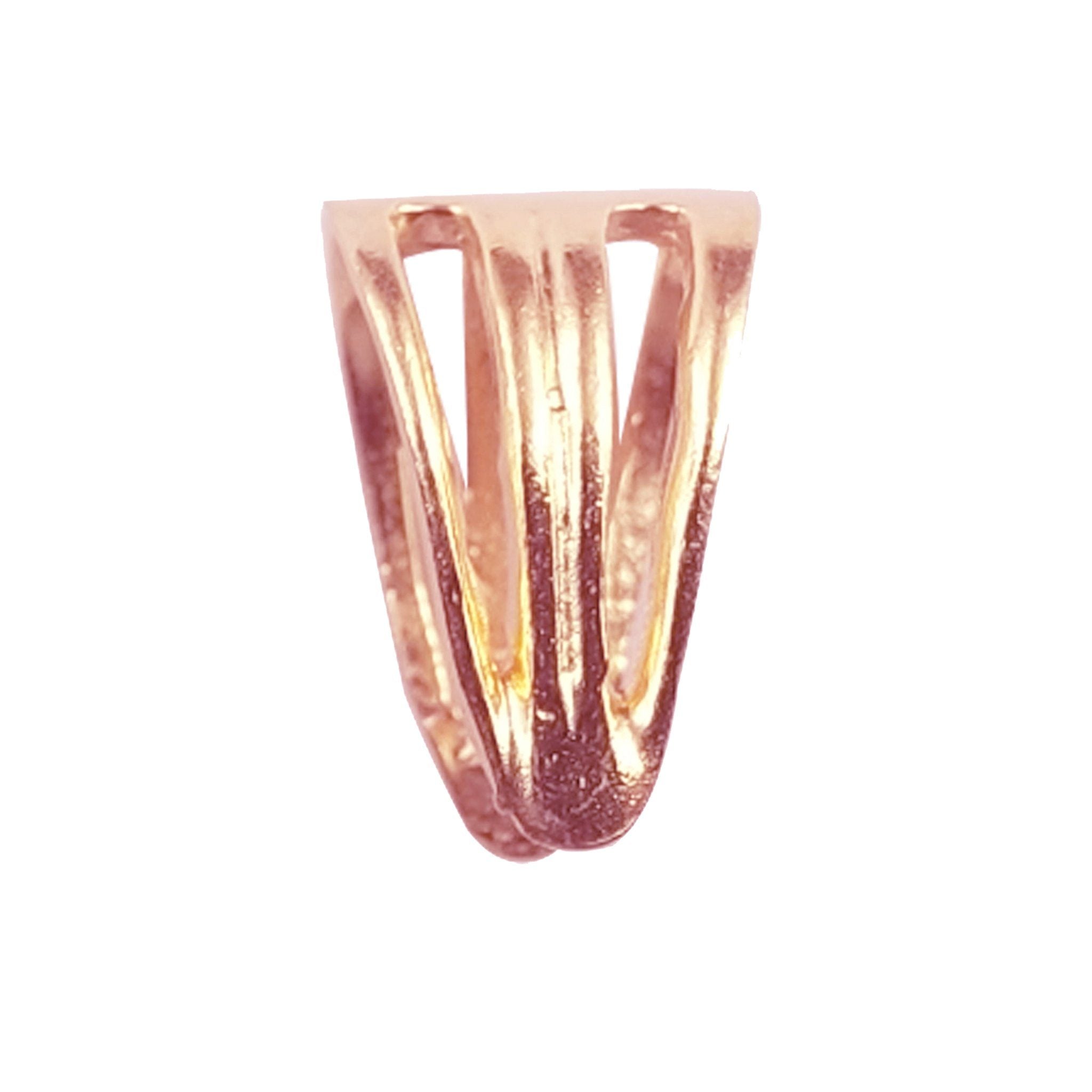 Rose Gold Overlay Over Copper pendant bail handcrafted in India with polished finish and openwork artisan detailing