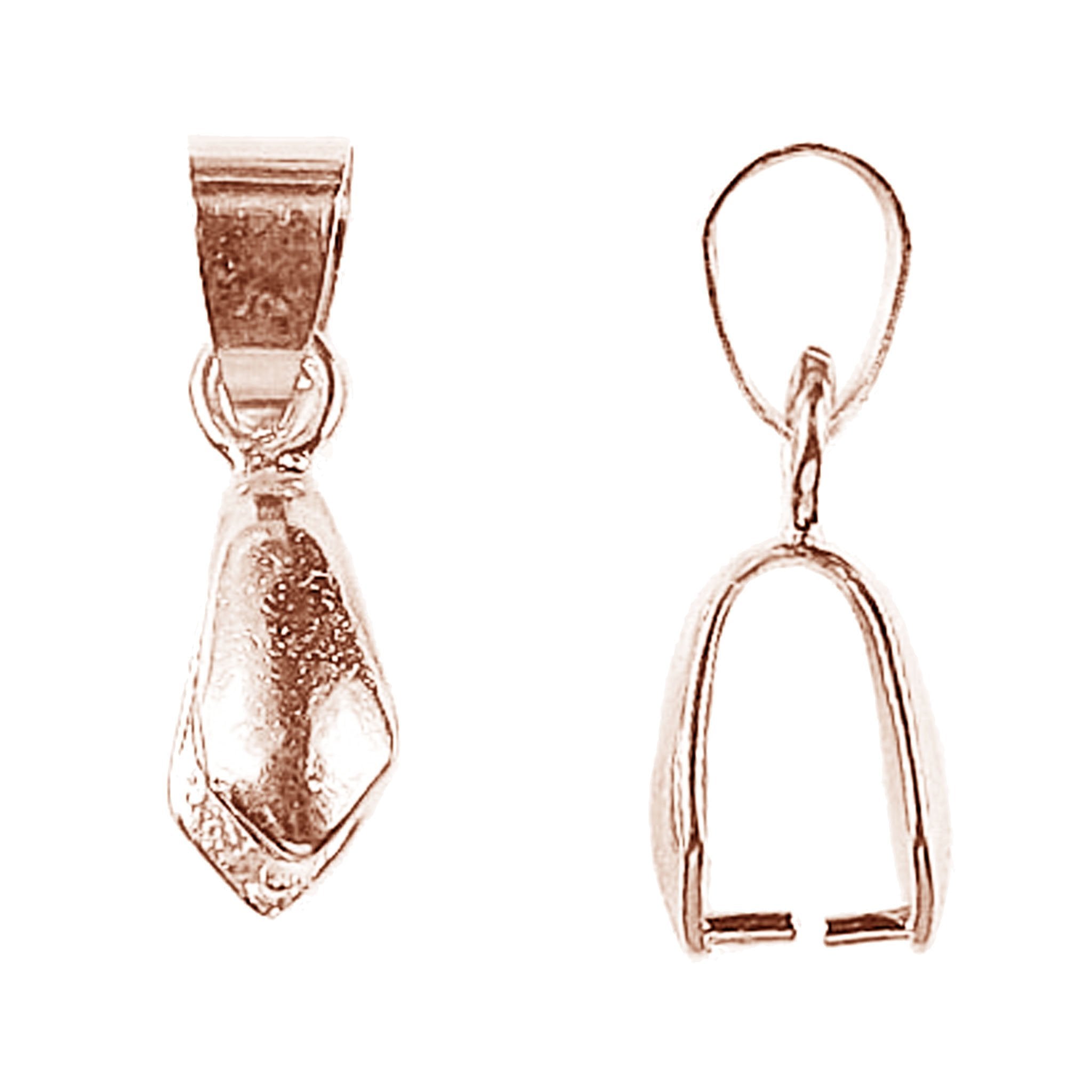 Handcrafted rose gold overlay over copper pendant bail from India with minimal curved design