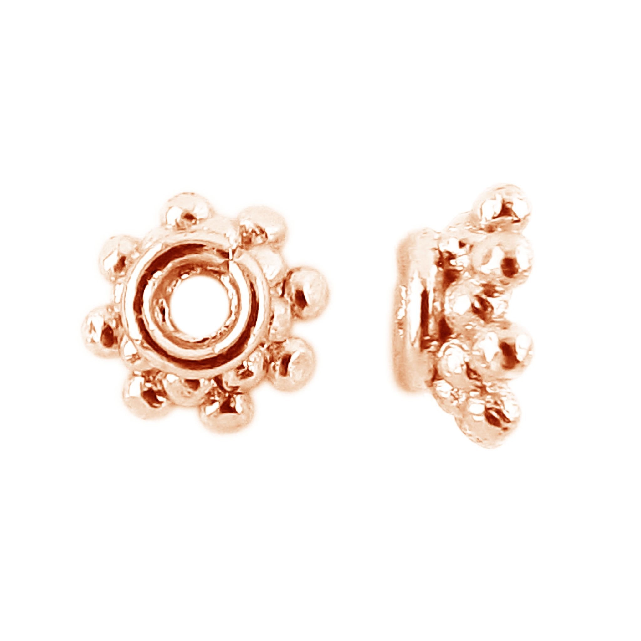Mini rose gold overlay over copper bead cap handcrafted in India for jewelry making