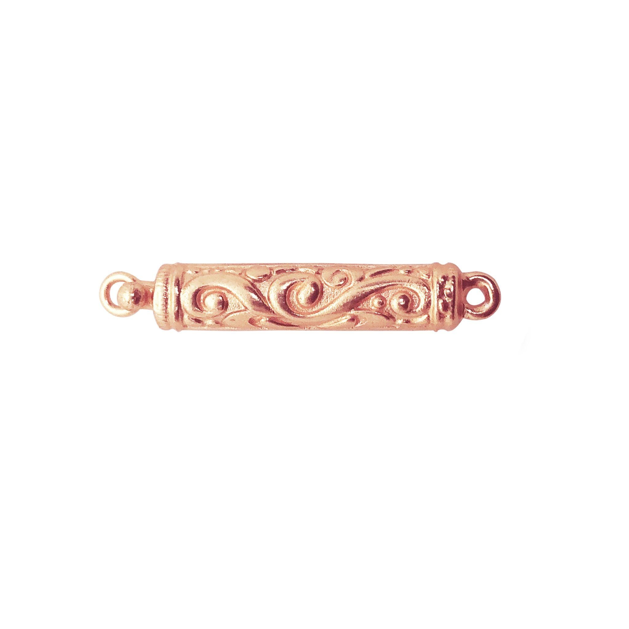 Decorative rose gold overlay over copper single hole multi strand clasp handcrafted in India