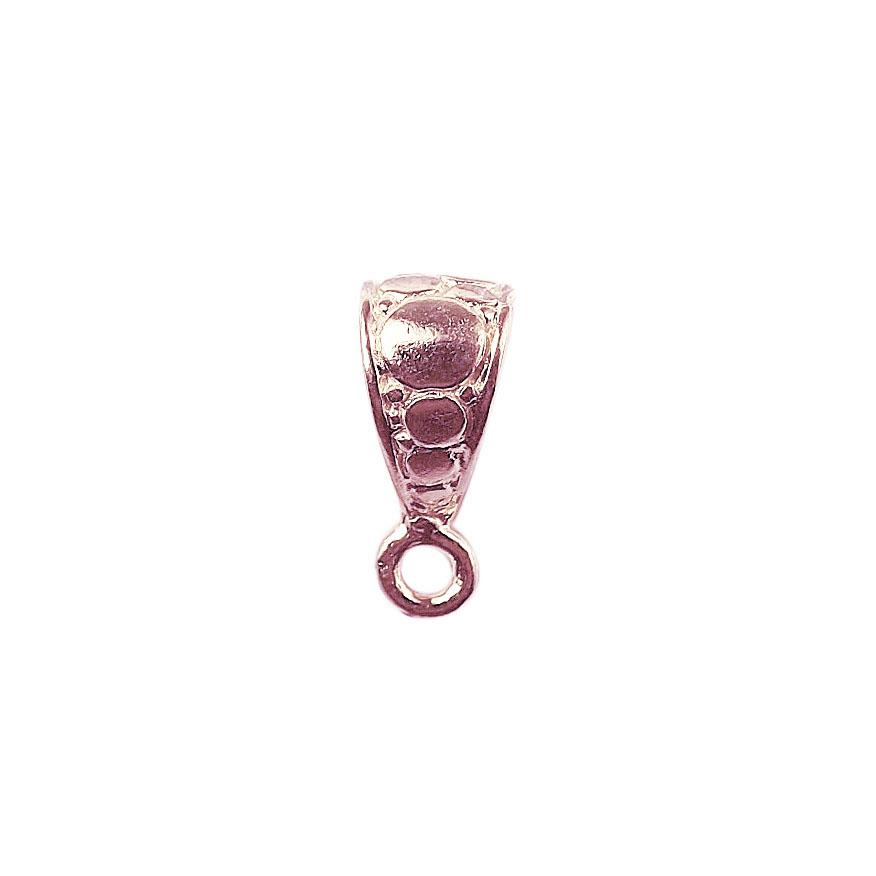 Artisan textured rose gold overlay over copper pendant bail handcrafted in India