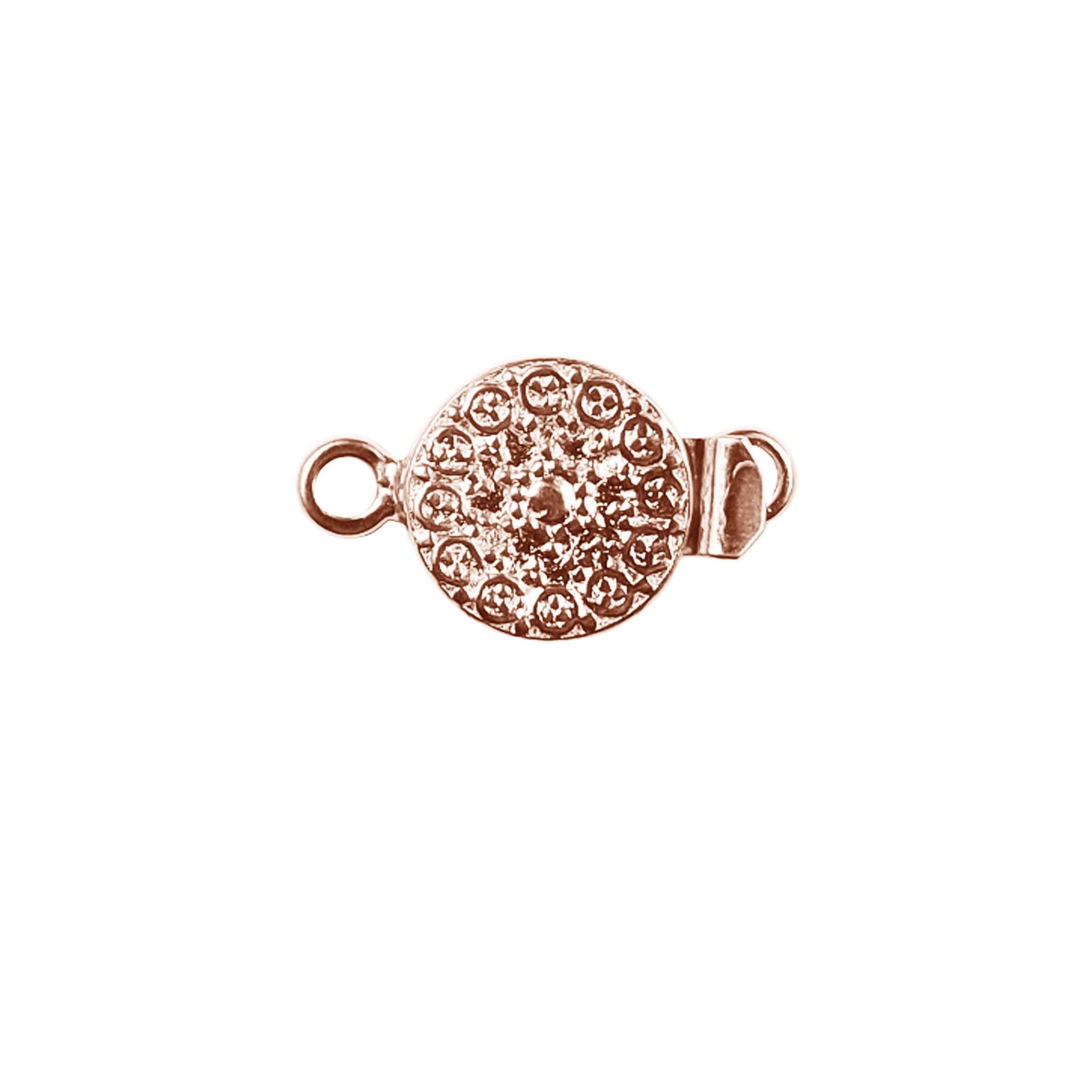 Round cluster rose gold overlay over copper single hole multi strand clasp handcrafted in India