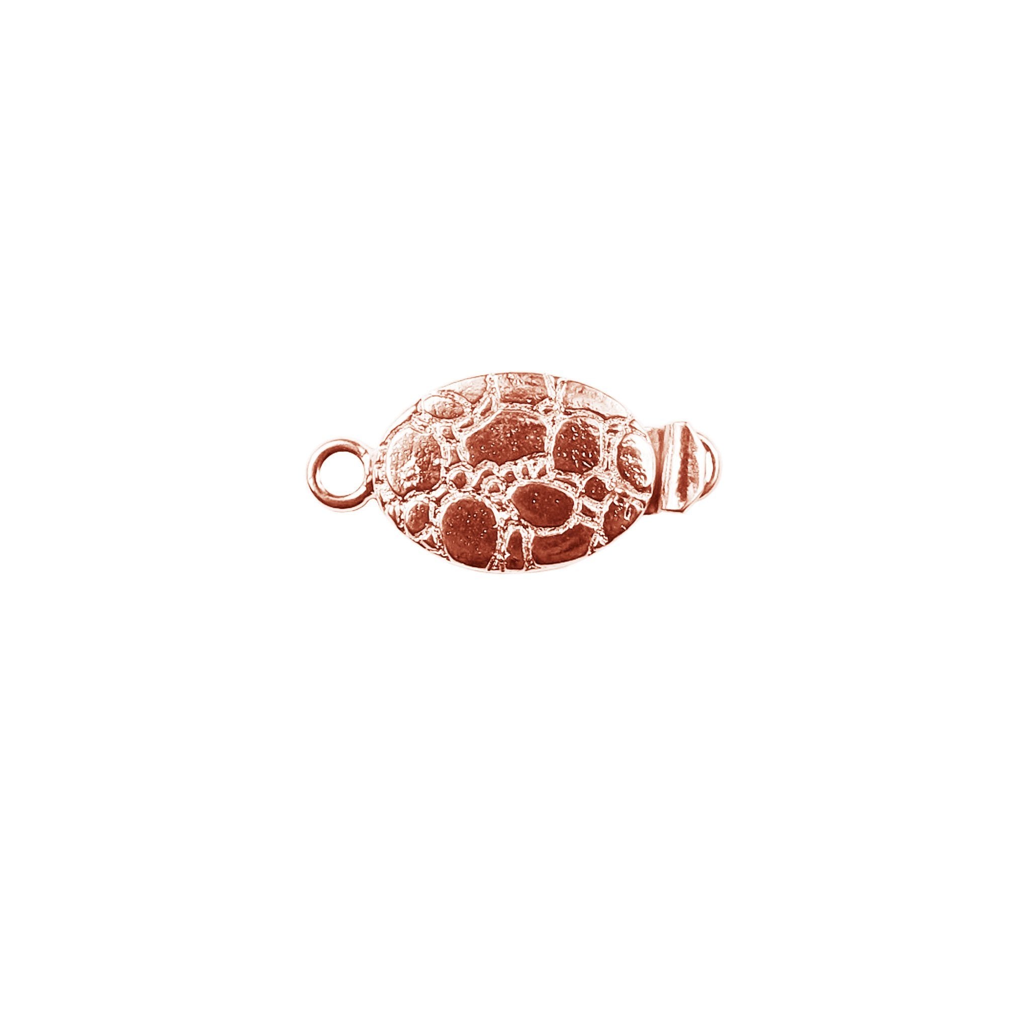 Organic texture rose gold overlay over copper single hole multi strand clasp handcrafted in India