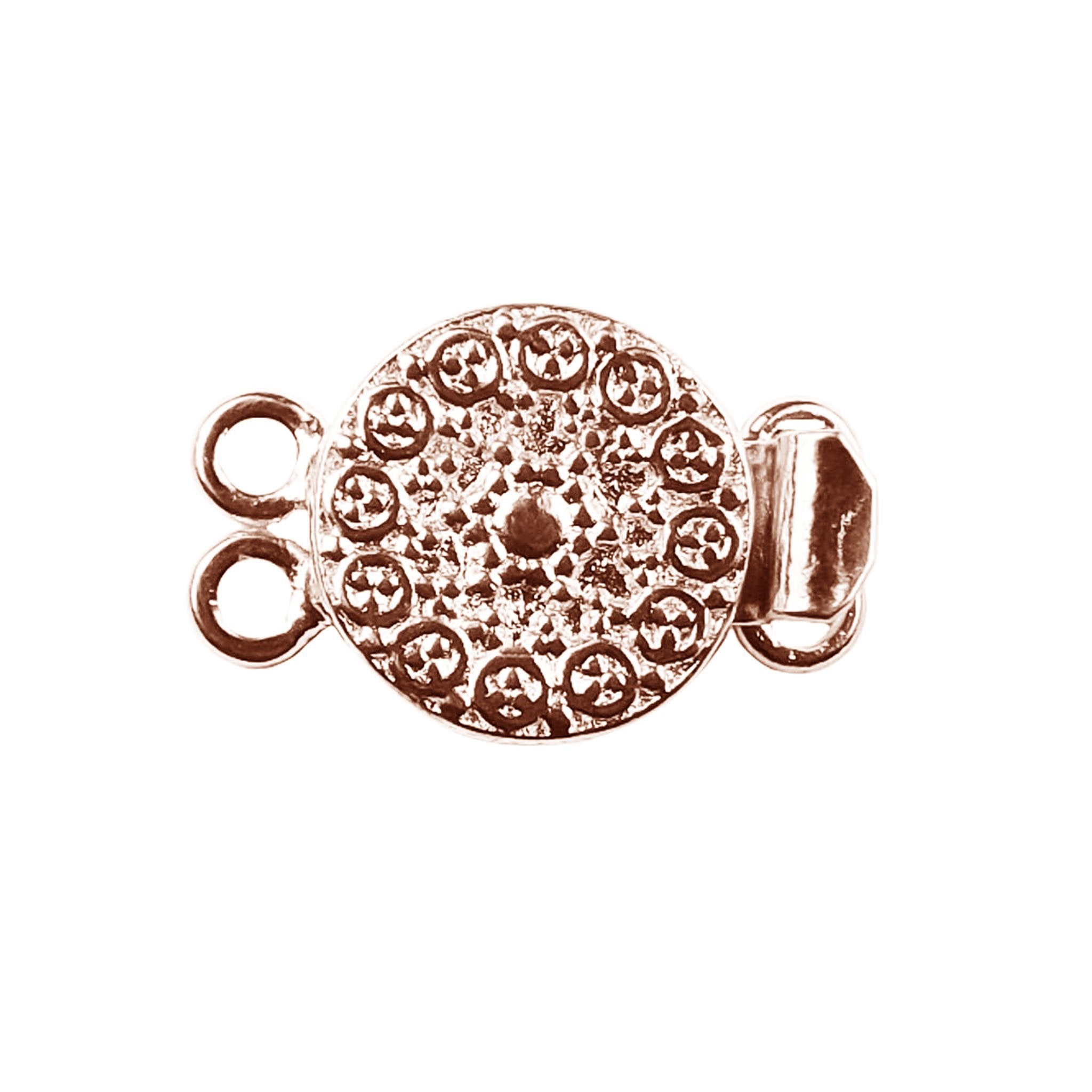 Star pattern rose gold overlay over copper multi strand clasp with 2 hole handcrafted in India
