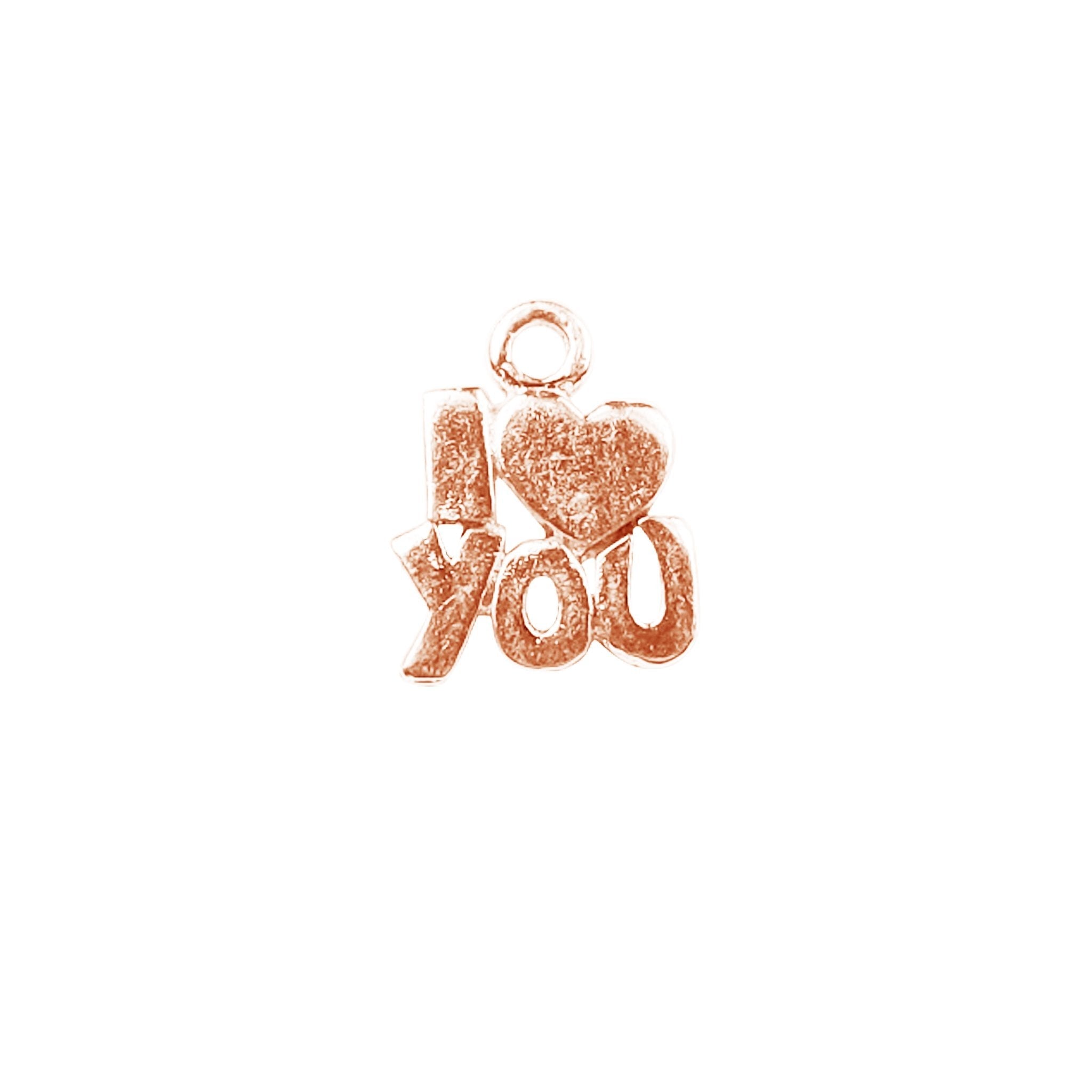 Elegant Rose Gold Overlay Over Copper I love you charm handcrafted in India with polished finish