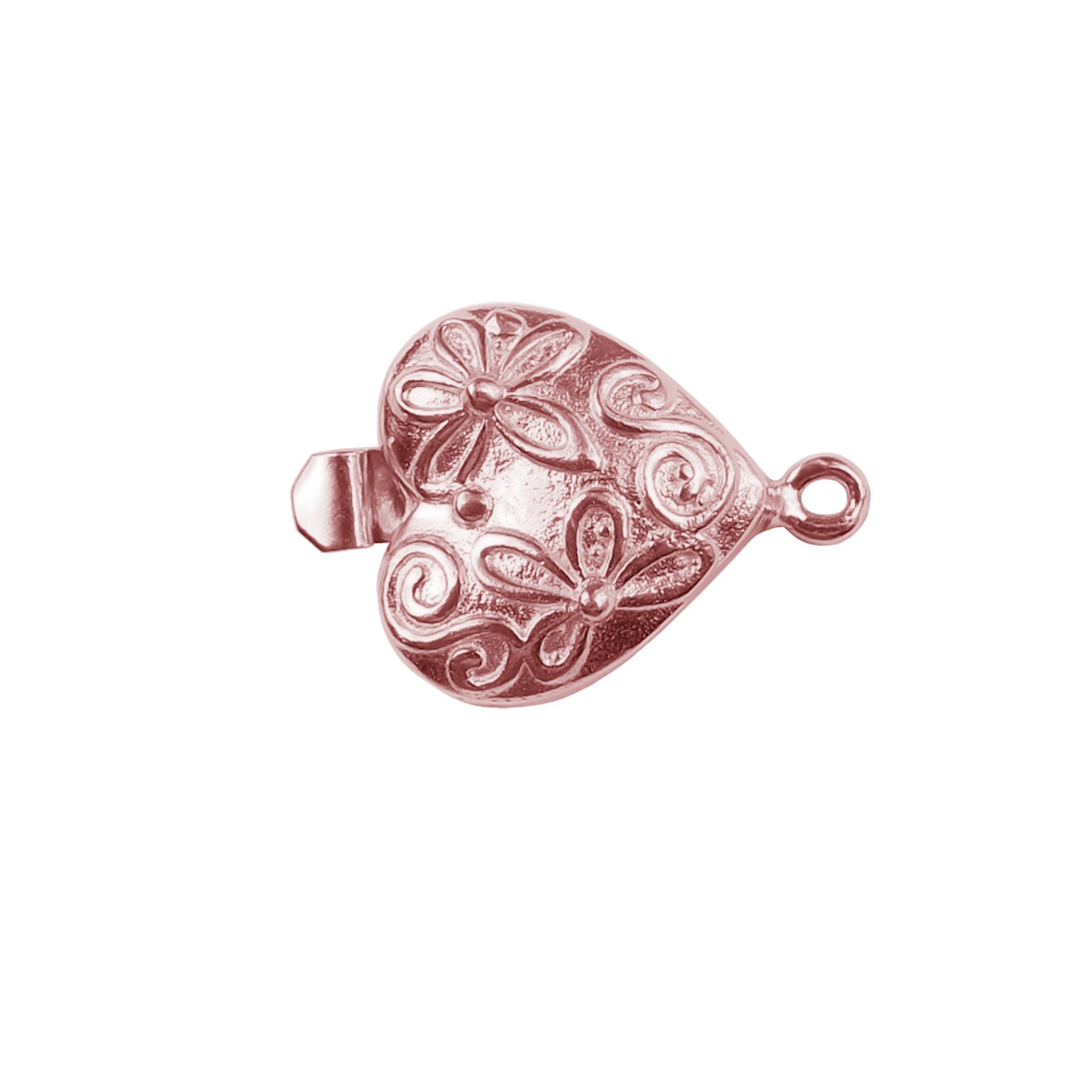 Elegant Rose Gold Overlay Over Copper single hole multi strand clasp handcrafted in India with engraved heart design