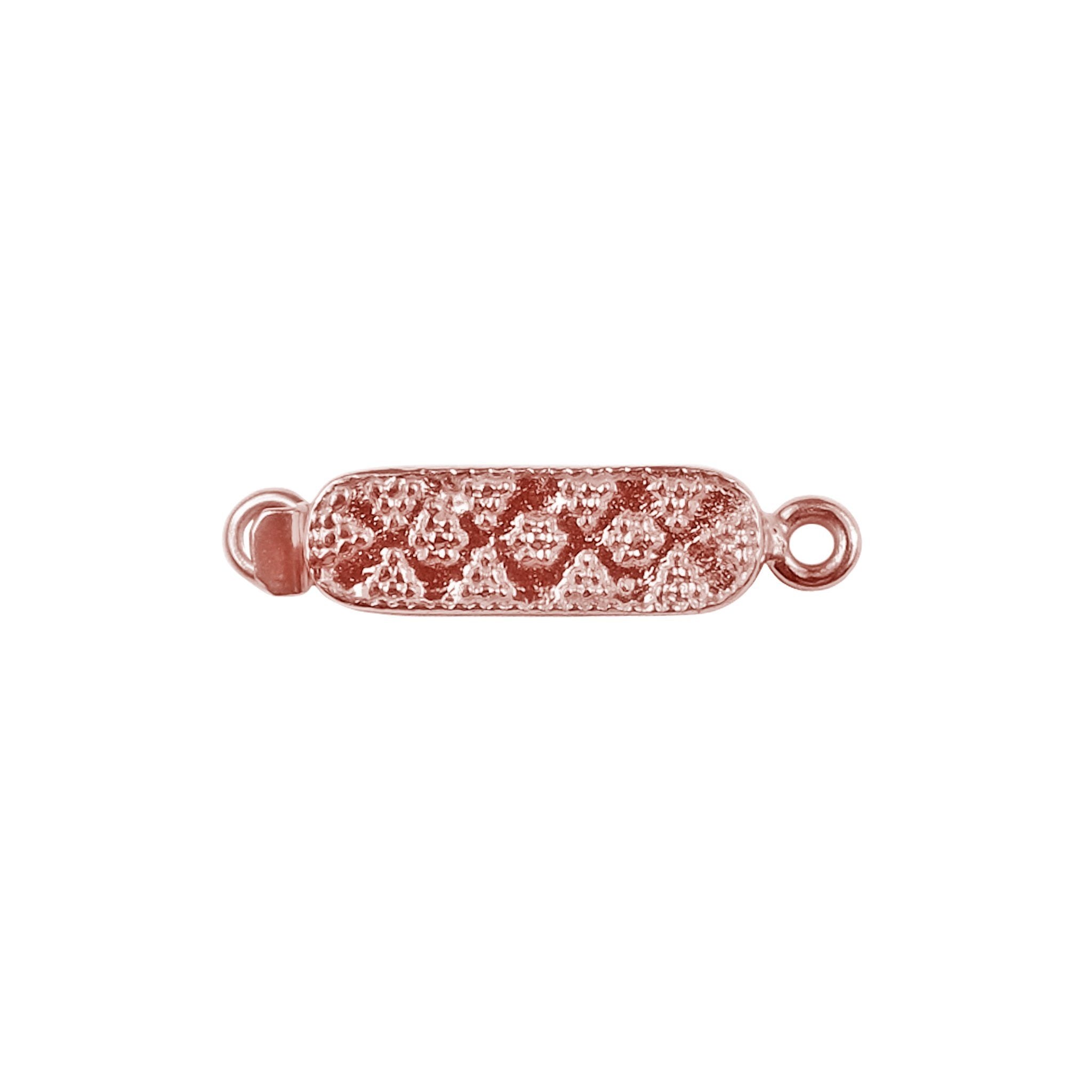 Elegant Rose Gold Overlay Over Copper single hole multi strand clasp handcrafted in India with textured rectangular design