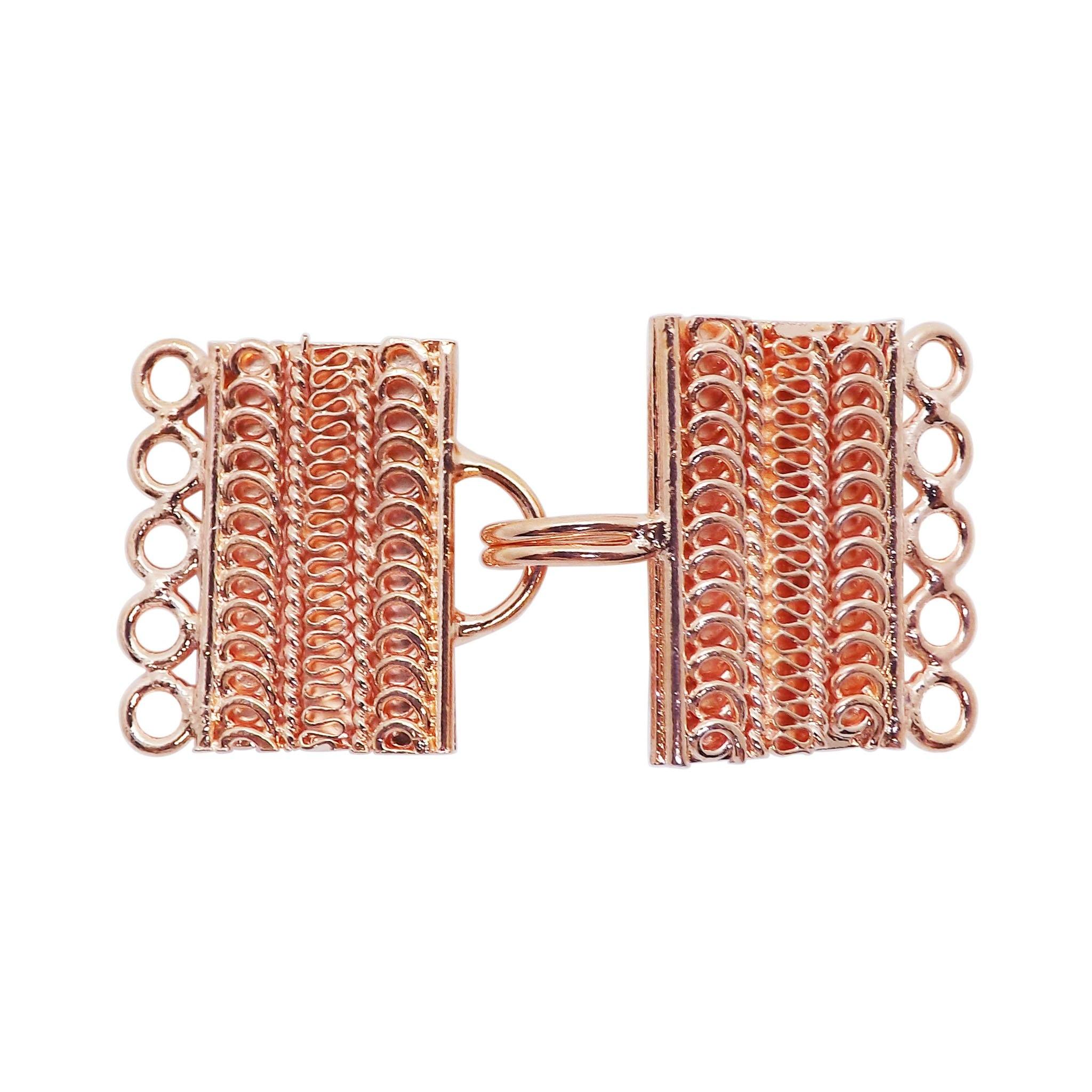 Rose Gold Overlay Over Copper five strand hook connector handcrafted in India for layered jewelry designs