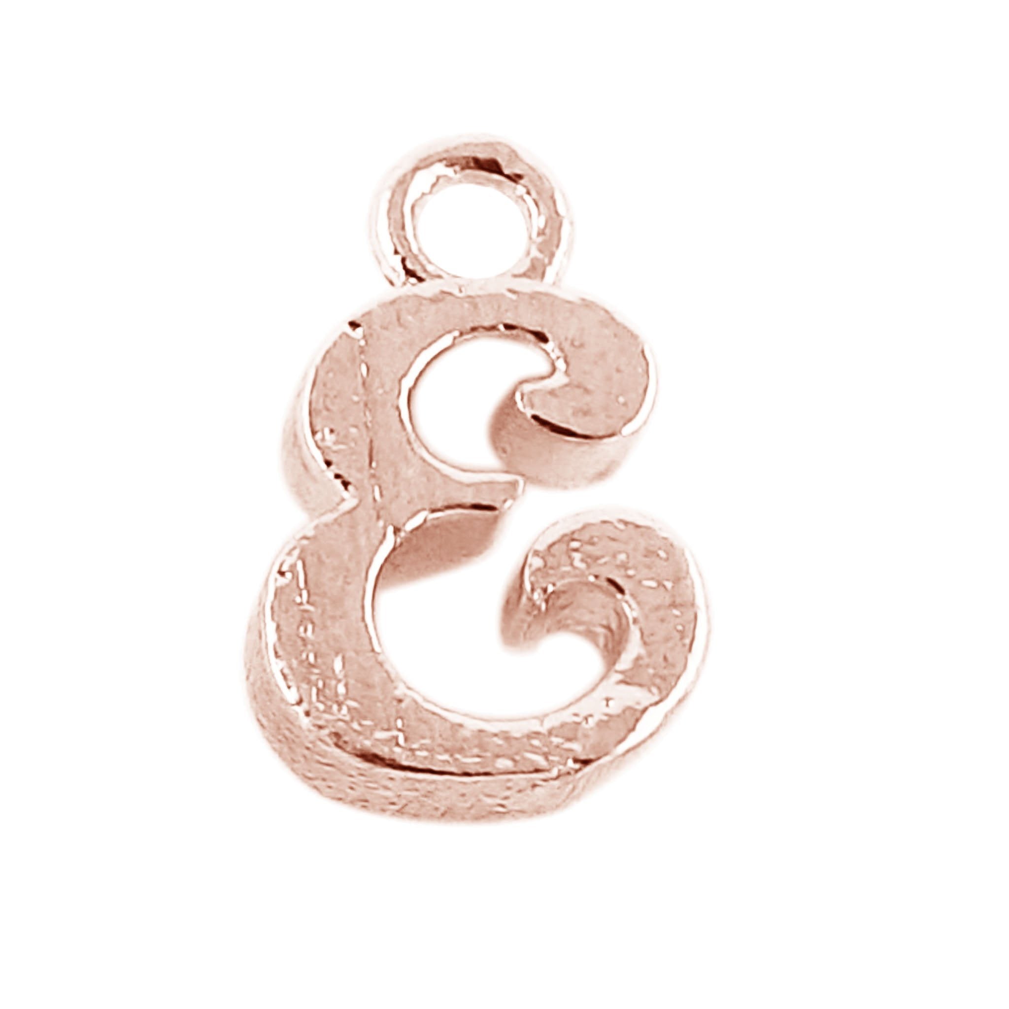 Rose Gold Overlay Over Copper alphabet E initial charm handcrafted in India for retail jewelry use