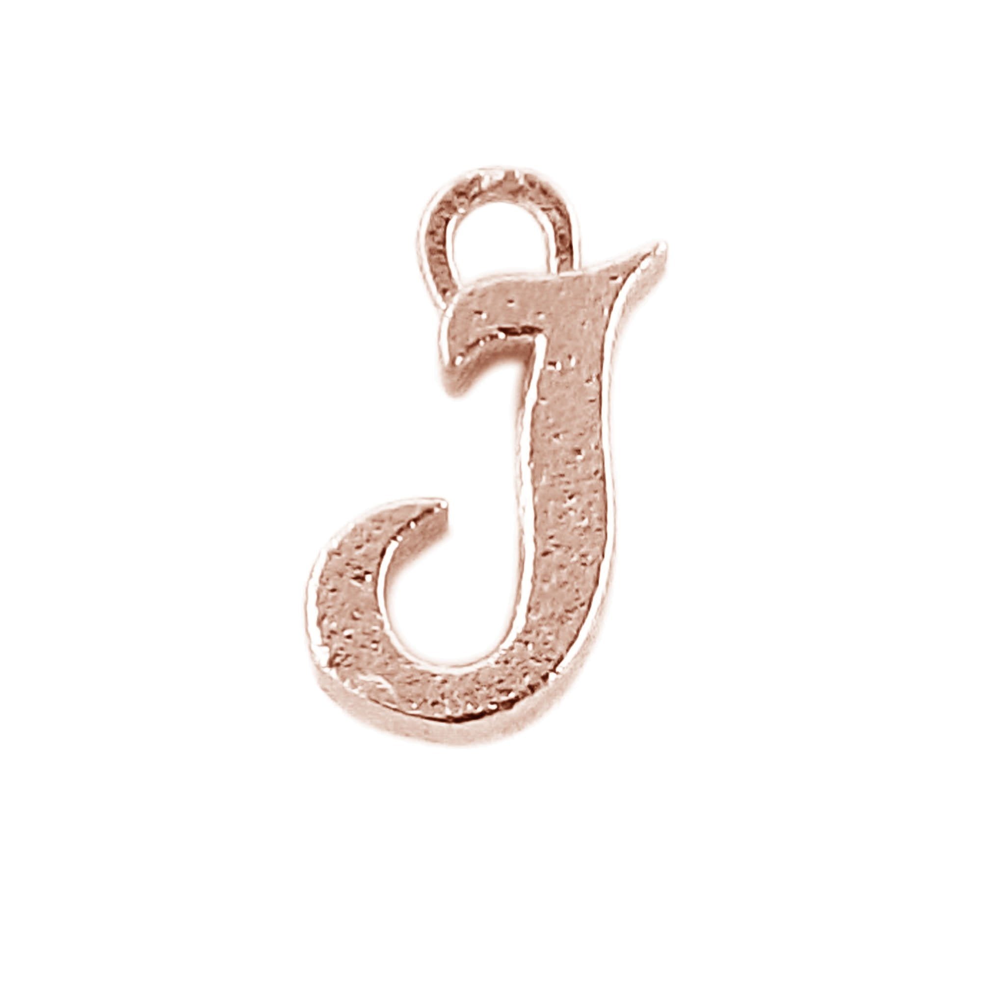 Rose Gold Overlay Over Copper alphabet J initial charm handcrafted in India for retail jewelry use