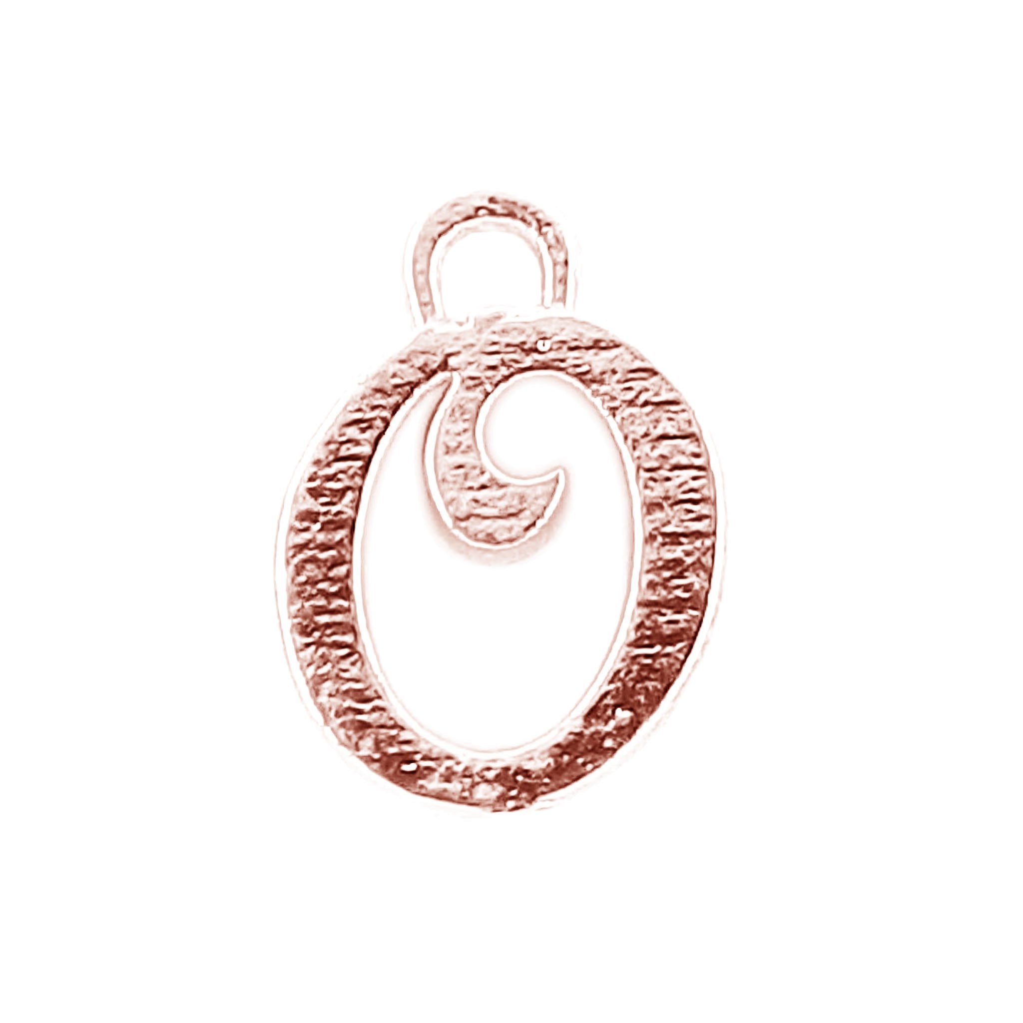 Rose Gold Overlay Over Copper alphabet O initial charm handcrafted in India for retail jewelry use
