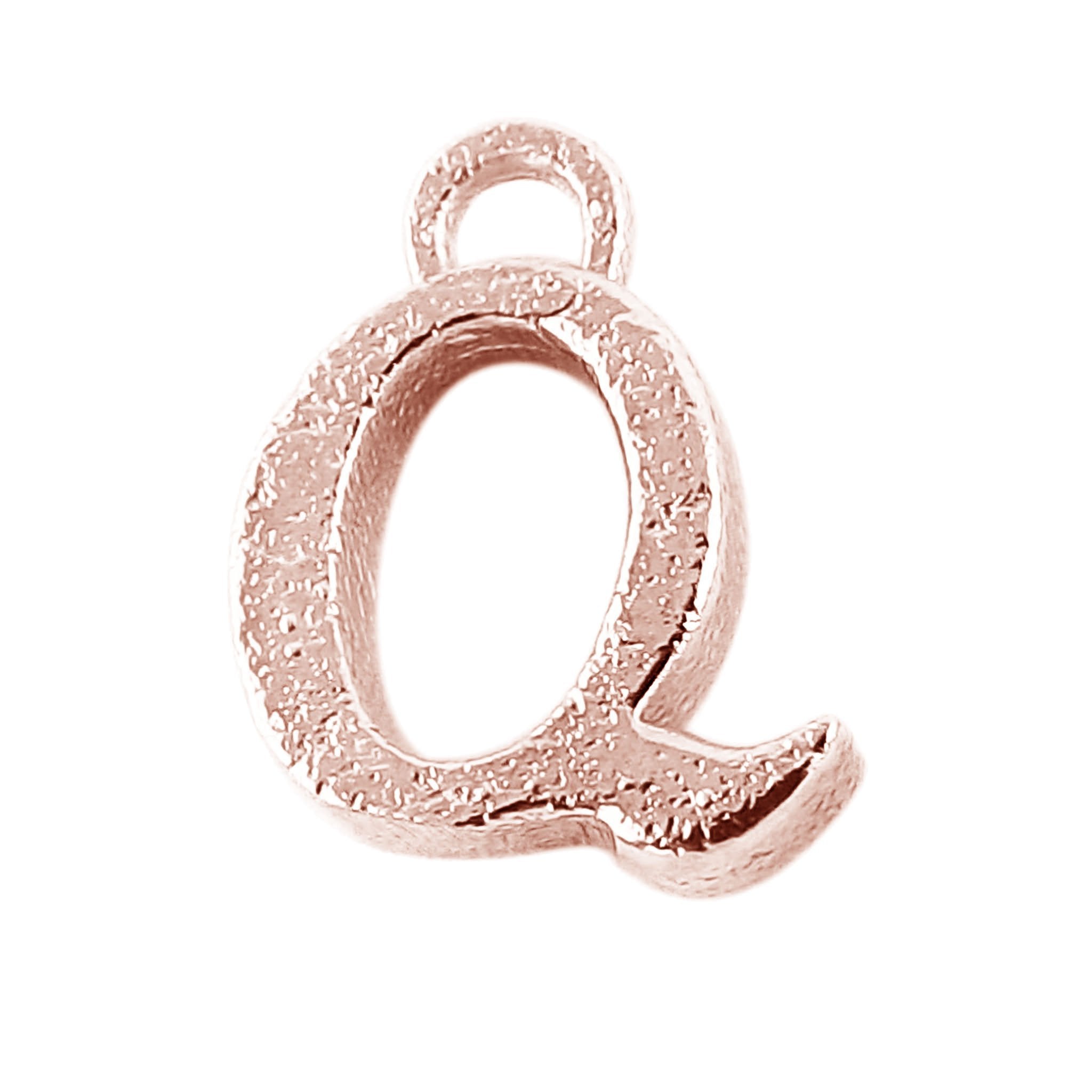 Rose Gold Overlay Over Copper alphabet Q initial charm handcrafted in India for retail jewelry use