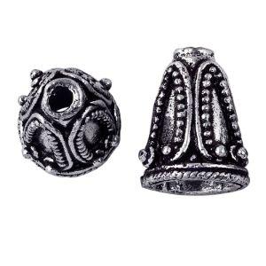 Silver overlay over copper decorative cone handcrafted in India for retail jewelry making