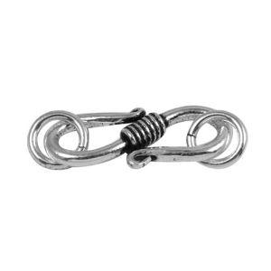 Silver overlay over copper hook from India handcrafted with double loop twisted wire design and oxidized finish