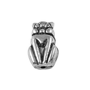 Silver overlay over copper owl charm from India handcrafted with oxidized silver finish
