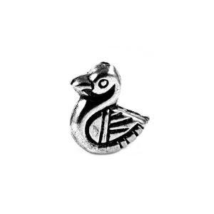 Close-up of a whimsical duck silver overlay charm handcrafted in India, perfect for personalized bracelets and necklaces.