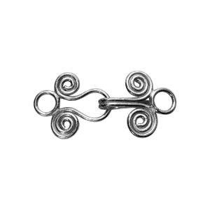 Silver Overlay Over Copper artisan spiral hook clasp handmade in India with antique oxidized finish.