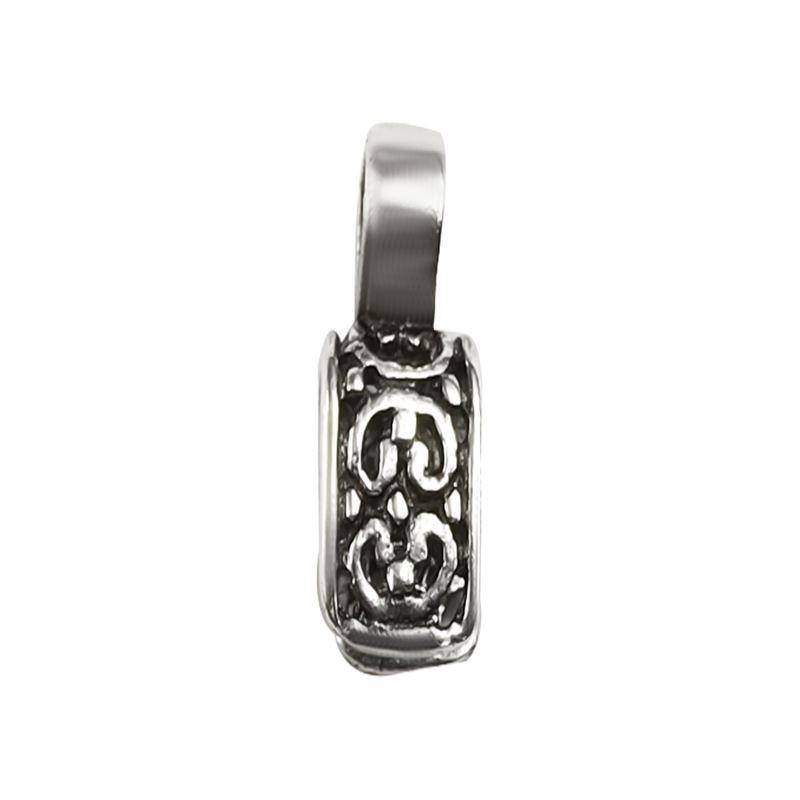 Elegant Silver Overlay Over Copper pendant bail handcrafted in India with detailed scrollwork and polished finish