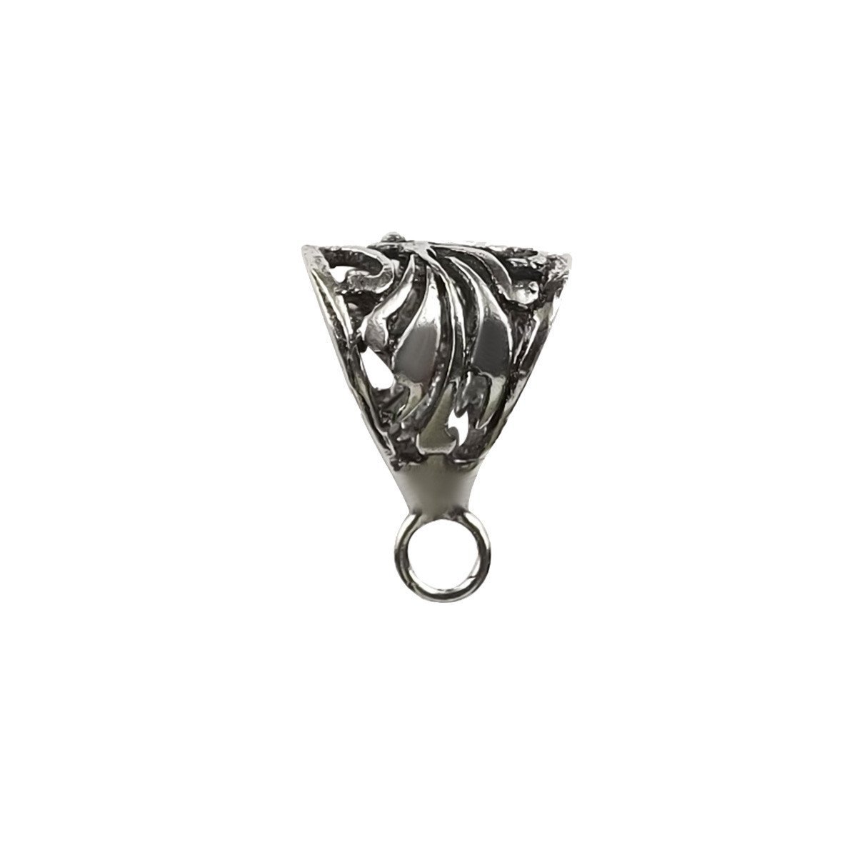 Elegant Silver Overlay Over Copper pendant bail with vintage openwork detailing and antique finish, handcrafted in India.