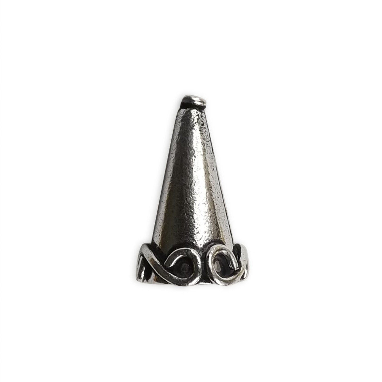 Elegant Silver Overlay Over Copper Cone India 24MM x 15MM polished cone jewelry finding handcrafted in India